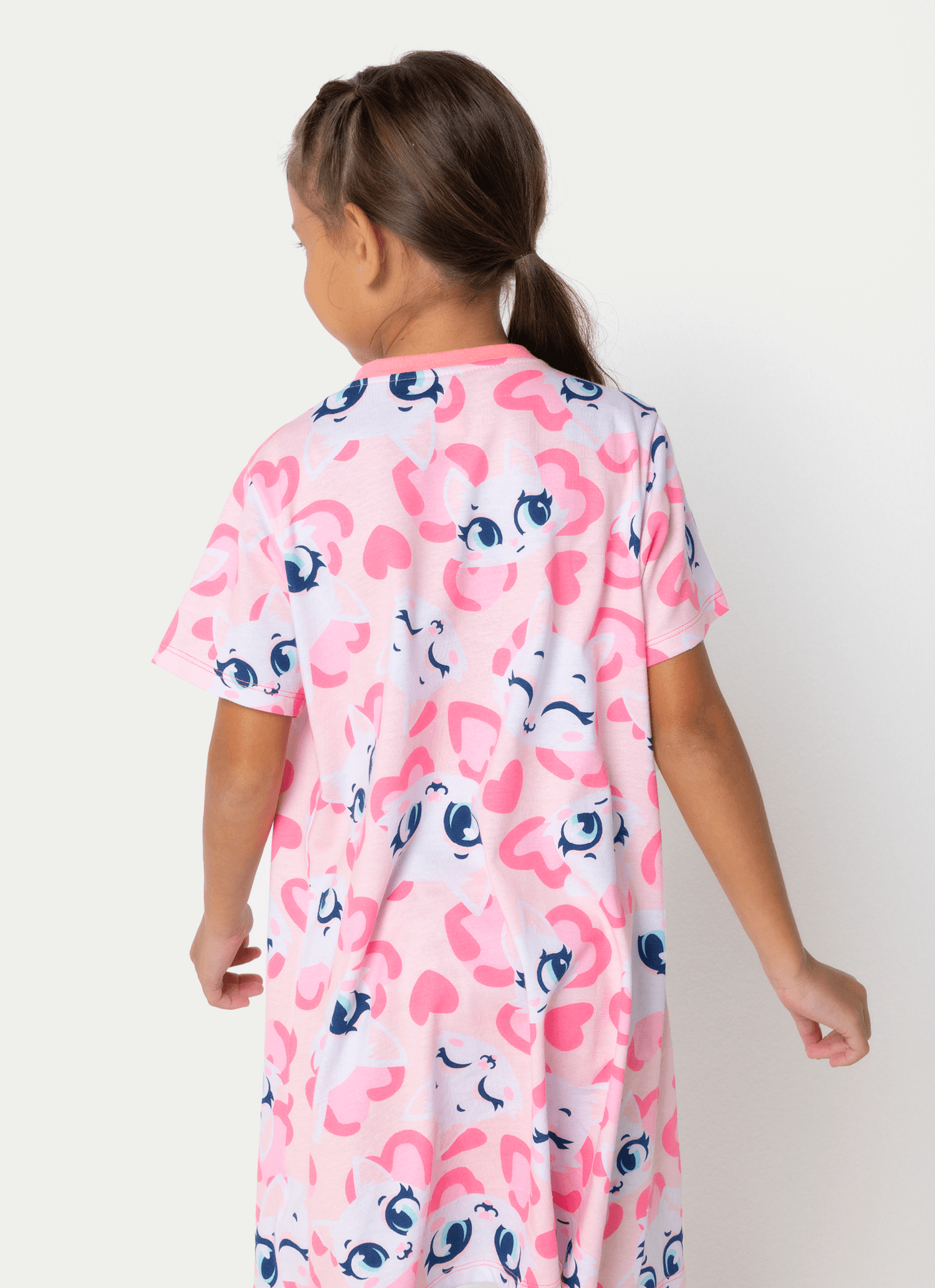 Camisola-Manga-Curta-Algodao-Menina-Gata-Cereja