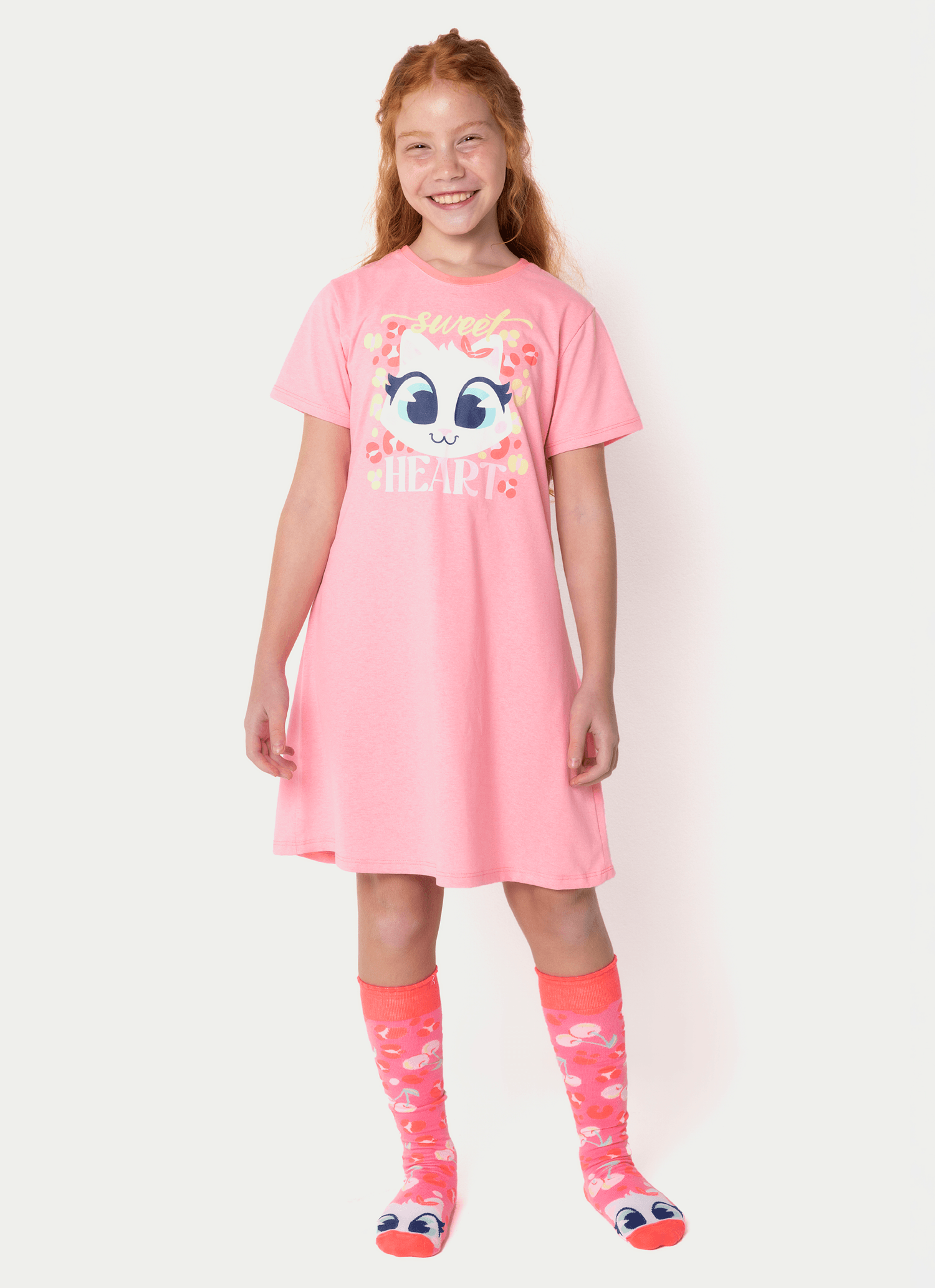 Camisola-Manga-Curta-Menina-Teen-Gata-Cereja