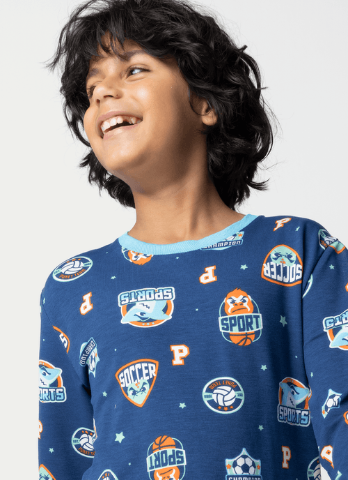 Pijama Manga Longa Ultra Visco Menino Teen Tuba Futebol