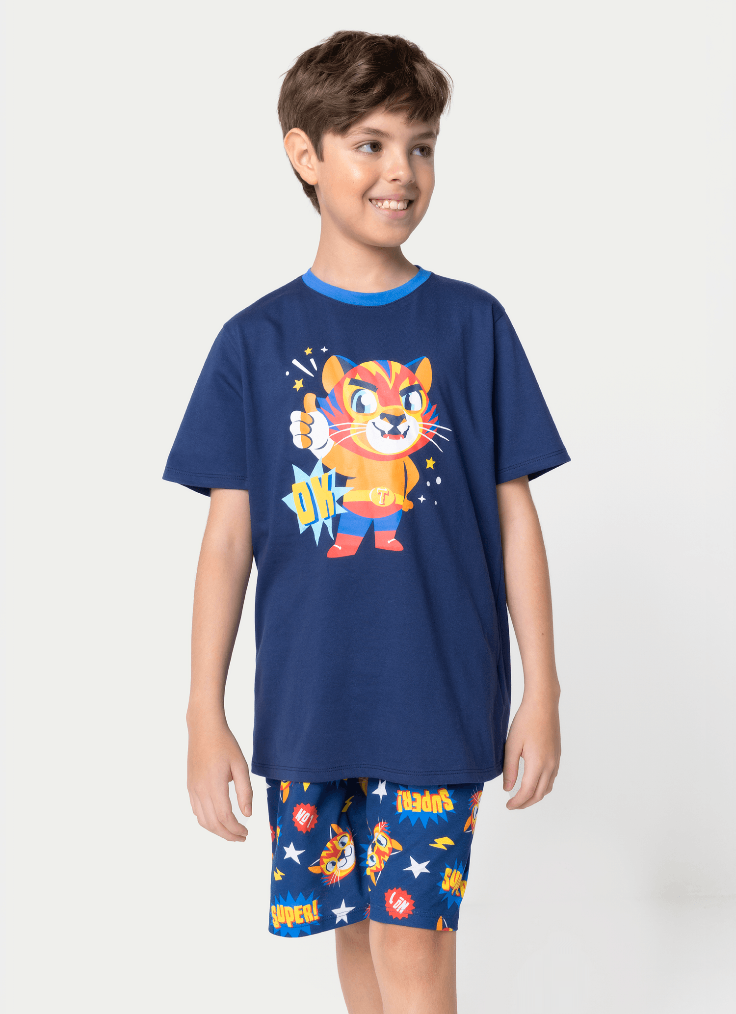 Pijama-Manga-Curta-Algodao-Menino-Teen-Tigre-Lucha