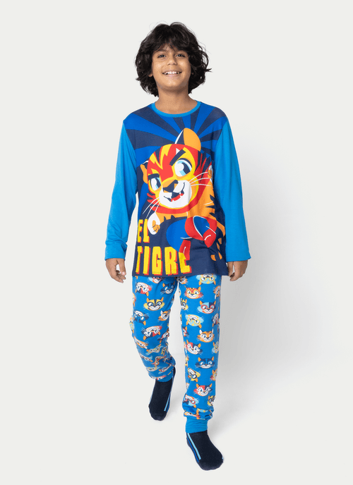 Pijama Manga Longa Viscolycra Menino Teen Tigre Lucha