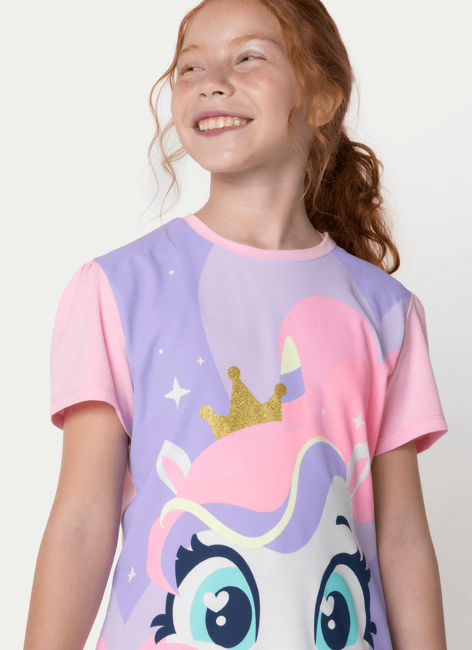 Pijama-Manga-Curta-Viscolycra-Menina-Teen-Unicornio-Diamante