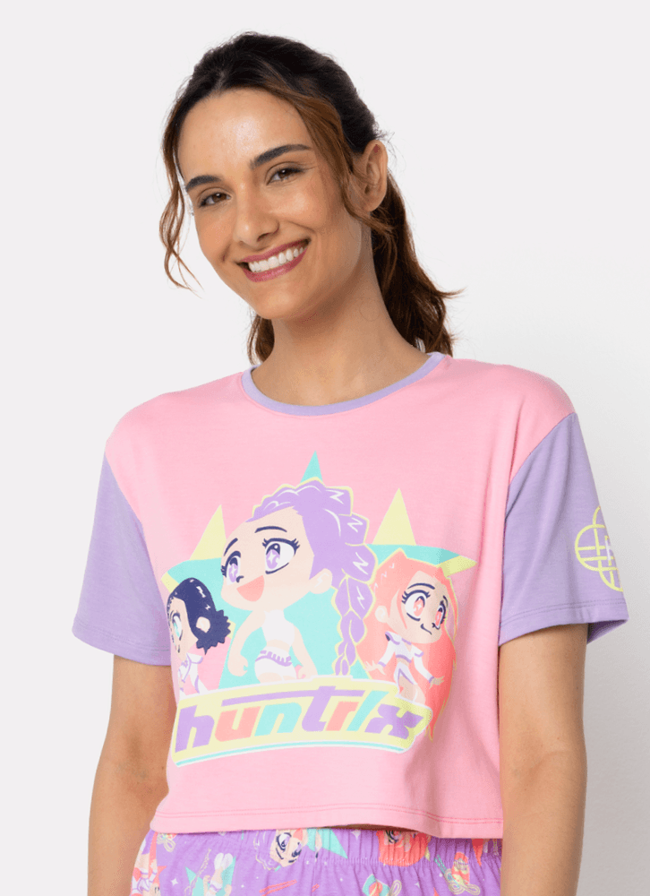 Pijama-Manga-Curta-Viscolycra-Feminino-Guerreiras-Do-K-pop