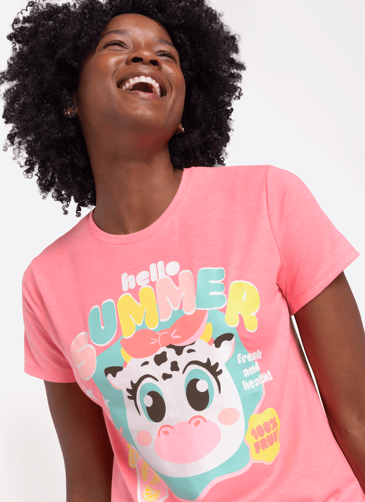 Pijama-Manga-Curta-Viscolycra-Feminino-Vaca-Summer
