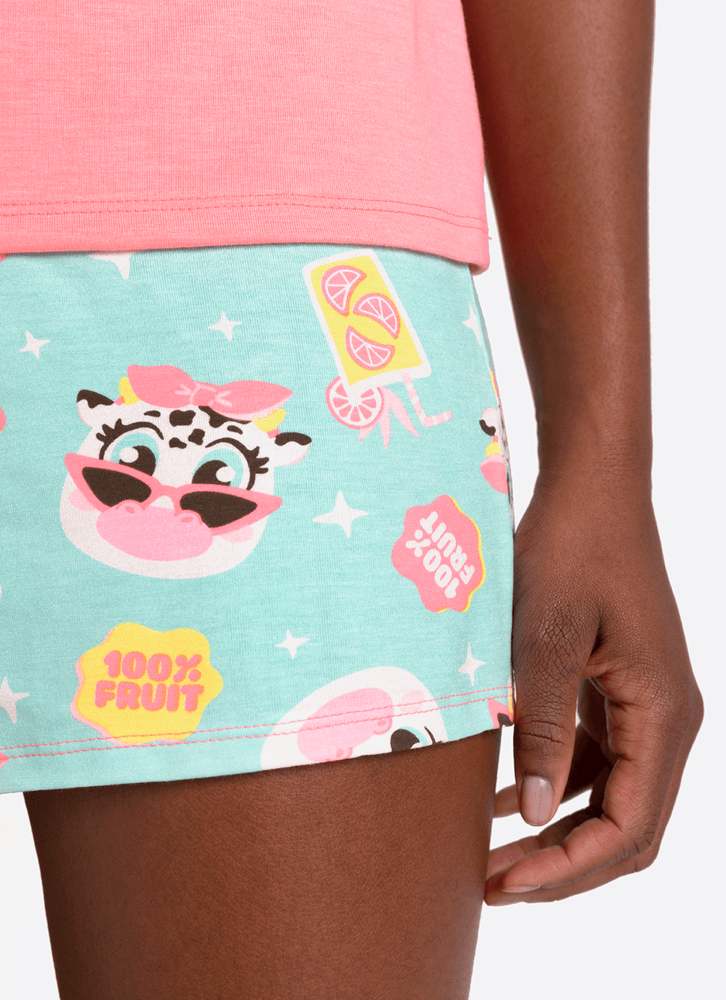 Pijama-Manga-Curta-Viscolycra-Feminino-Vaca-Summer