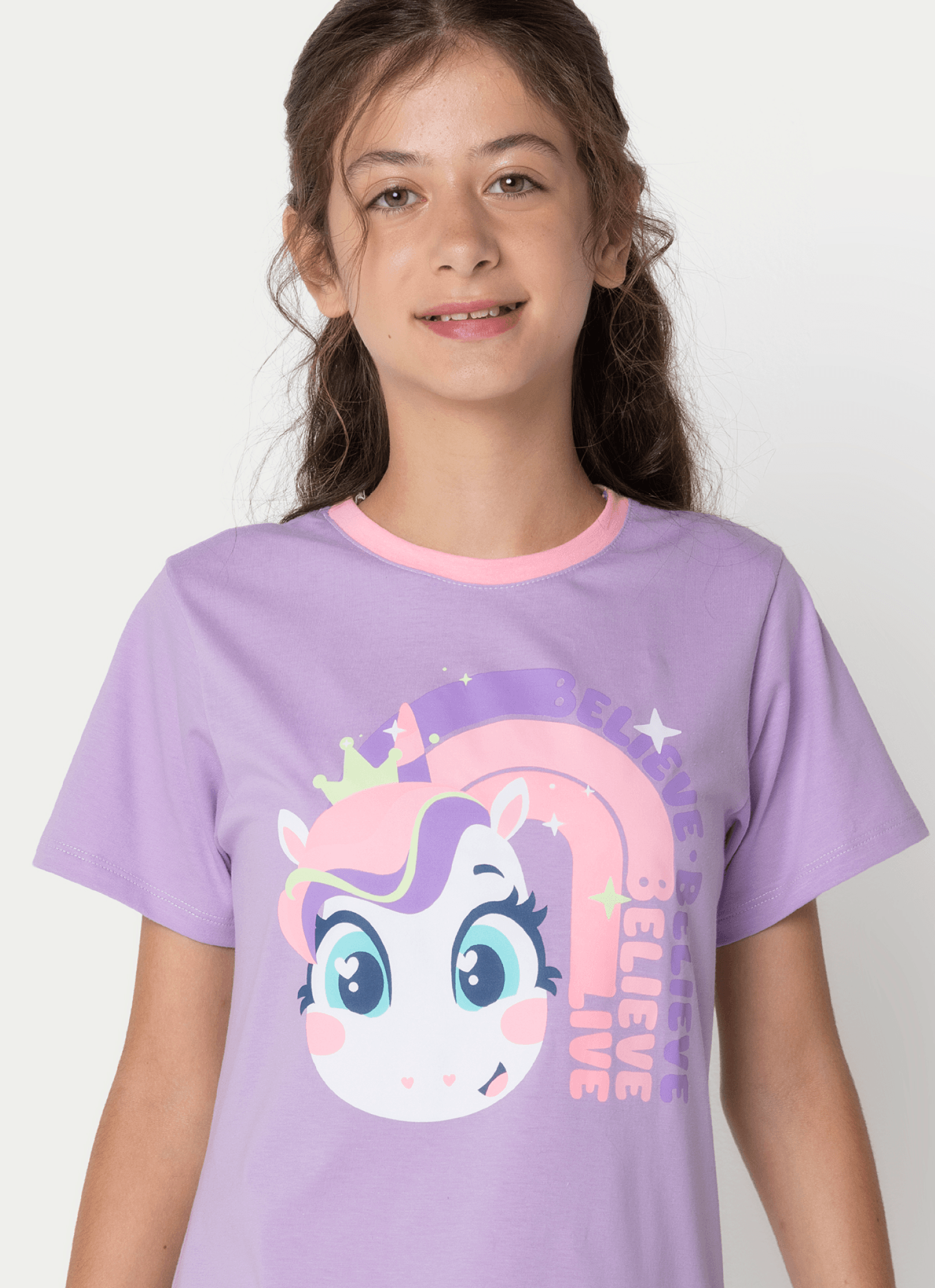Camisola-Manga-Curta-Algodao-Menina-Teen-Unicornio-Diamante