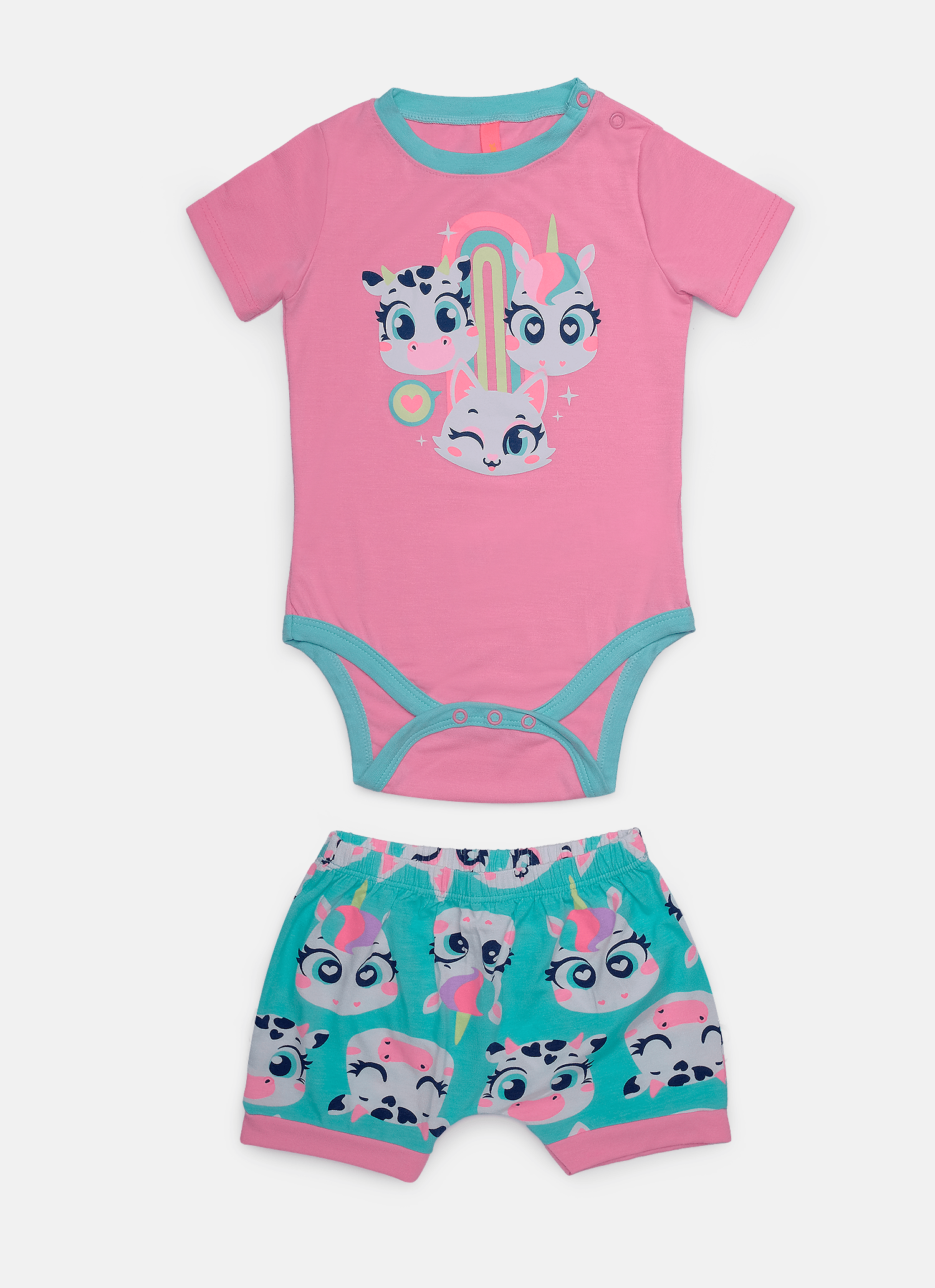 Pijama-Manga-Curta-Viscolycra-Bebe-Menina-Multibichos