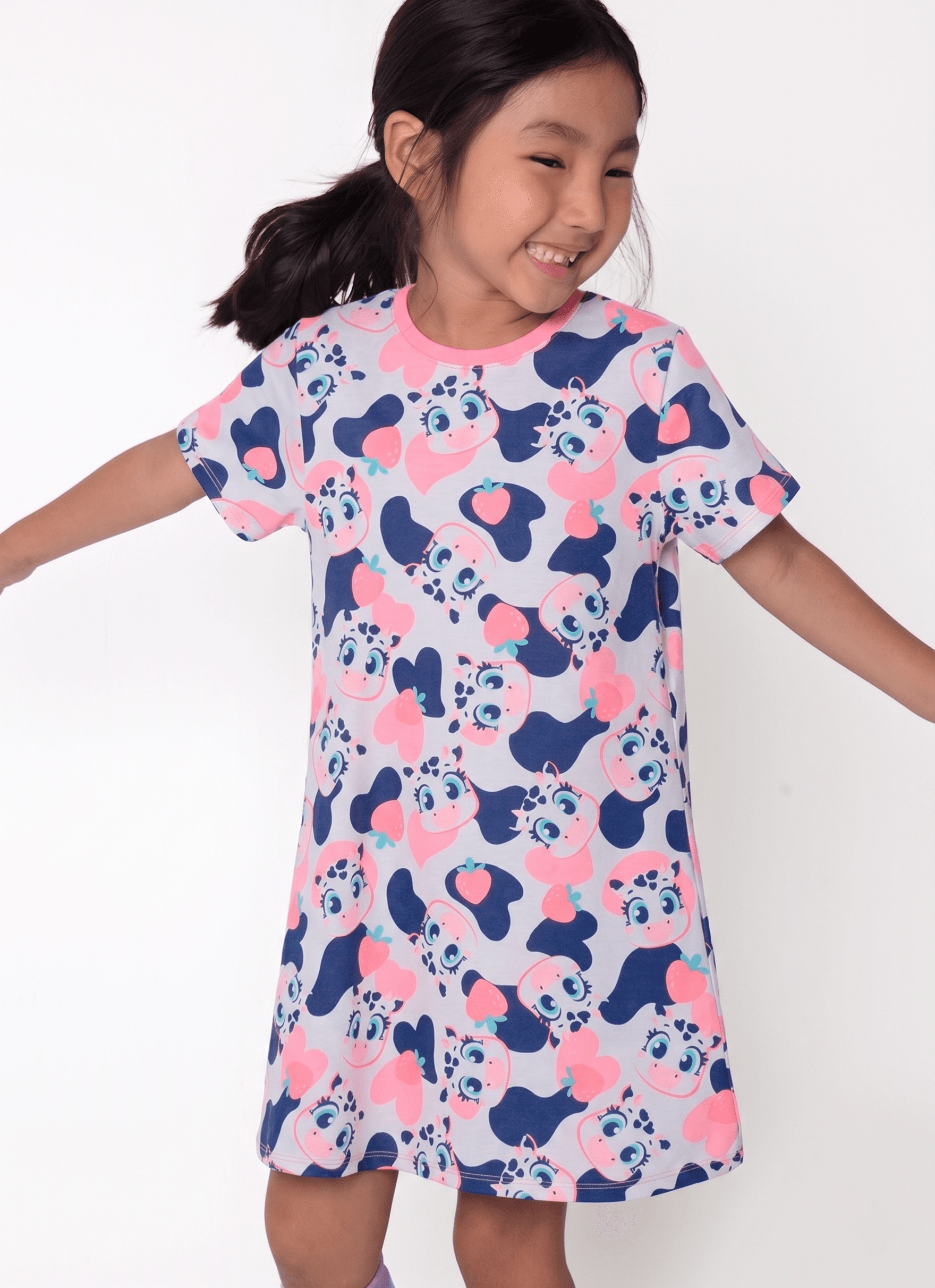 Camisola-Manga-Curta-Algodao-Menina-Vaca-Romantica