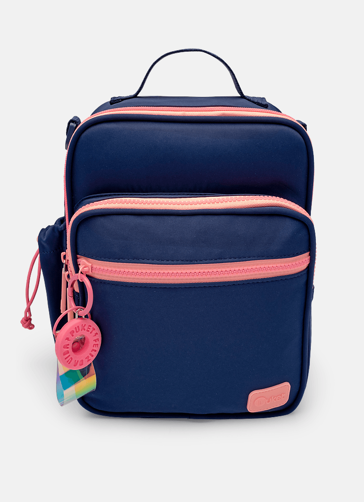 Lancheira-Termica-Com-Bolso-Frontal-Color-Block-Azul-Marinho-E-Rosa