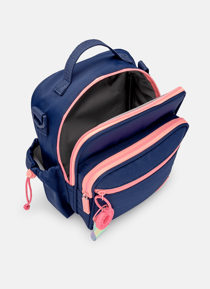 Lancheira-Termica-Com-Bolso-Frontal-Color-Block-Azul-Marinho-E-Rosa