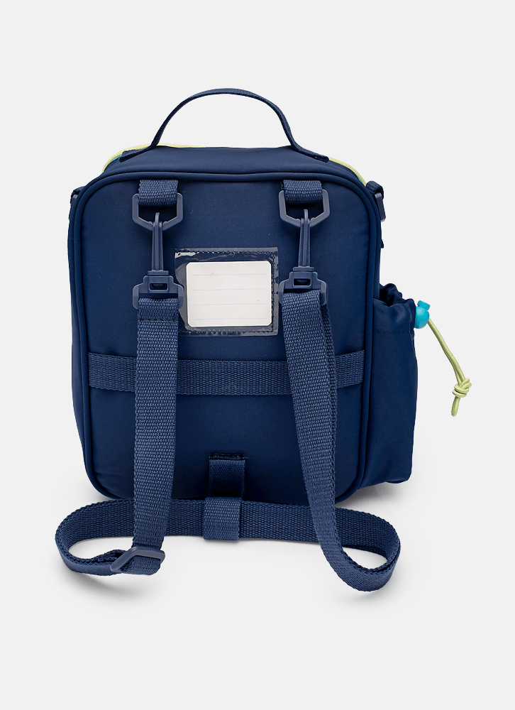 Lancheira-Termica-Com-Bolso-Frontal-Color-Block-Azul-Marinho-E-Amarelo