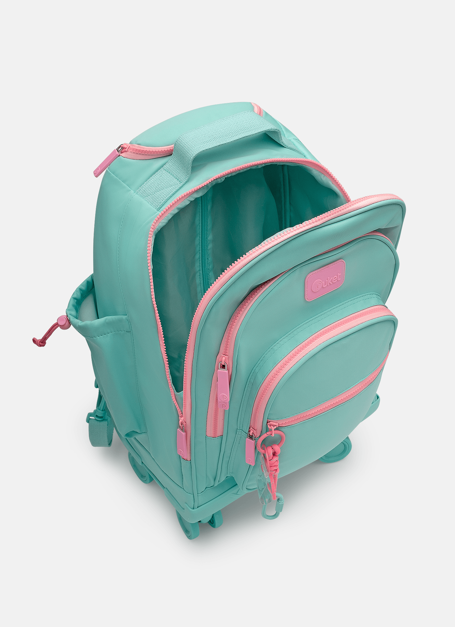Mochila-Com-Rodinha-360-Verde-Agua-E-Rosa