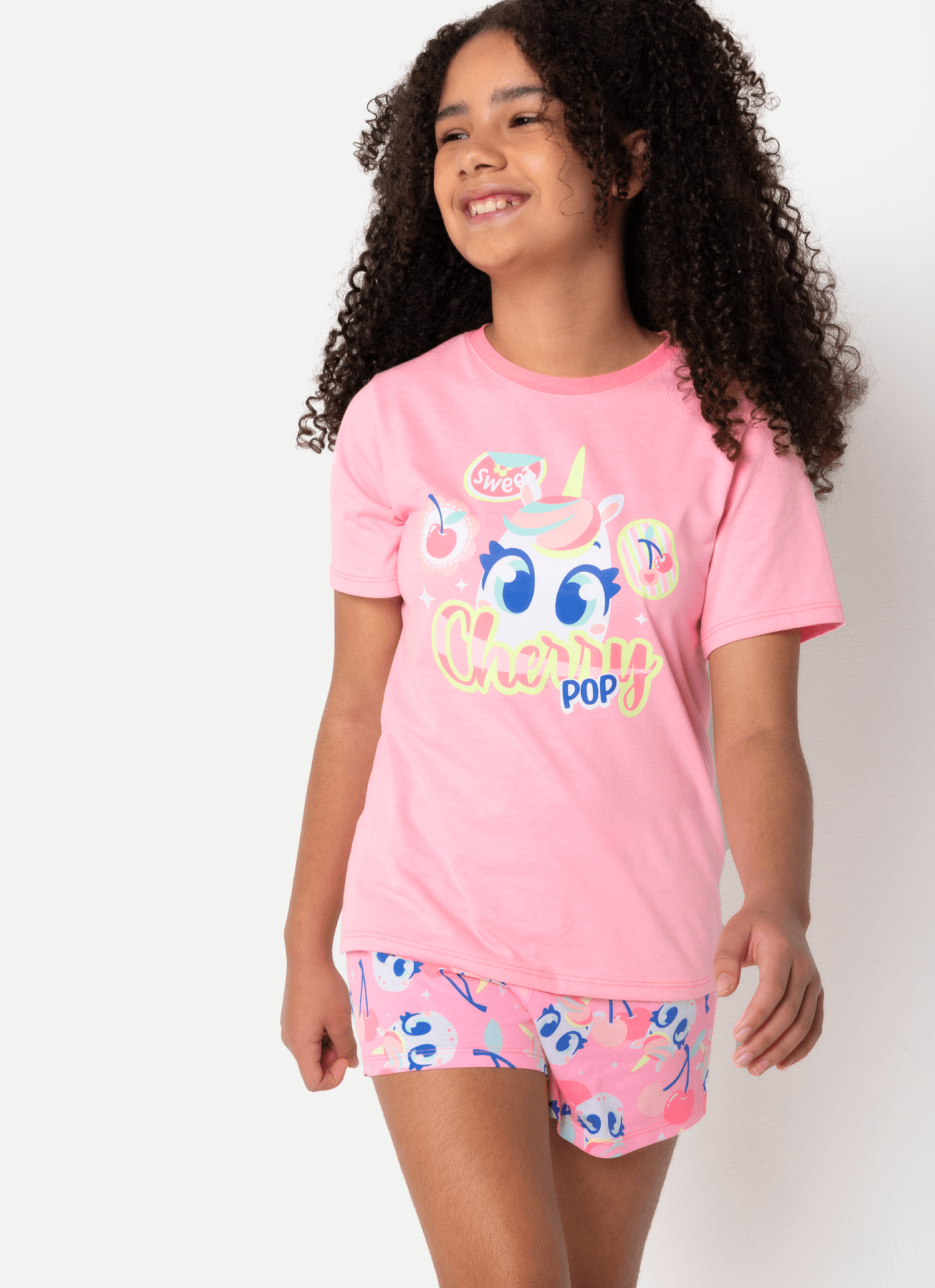 Pijama-Manga-Curta-Menina-Teen-Unicornio-Frutas