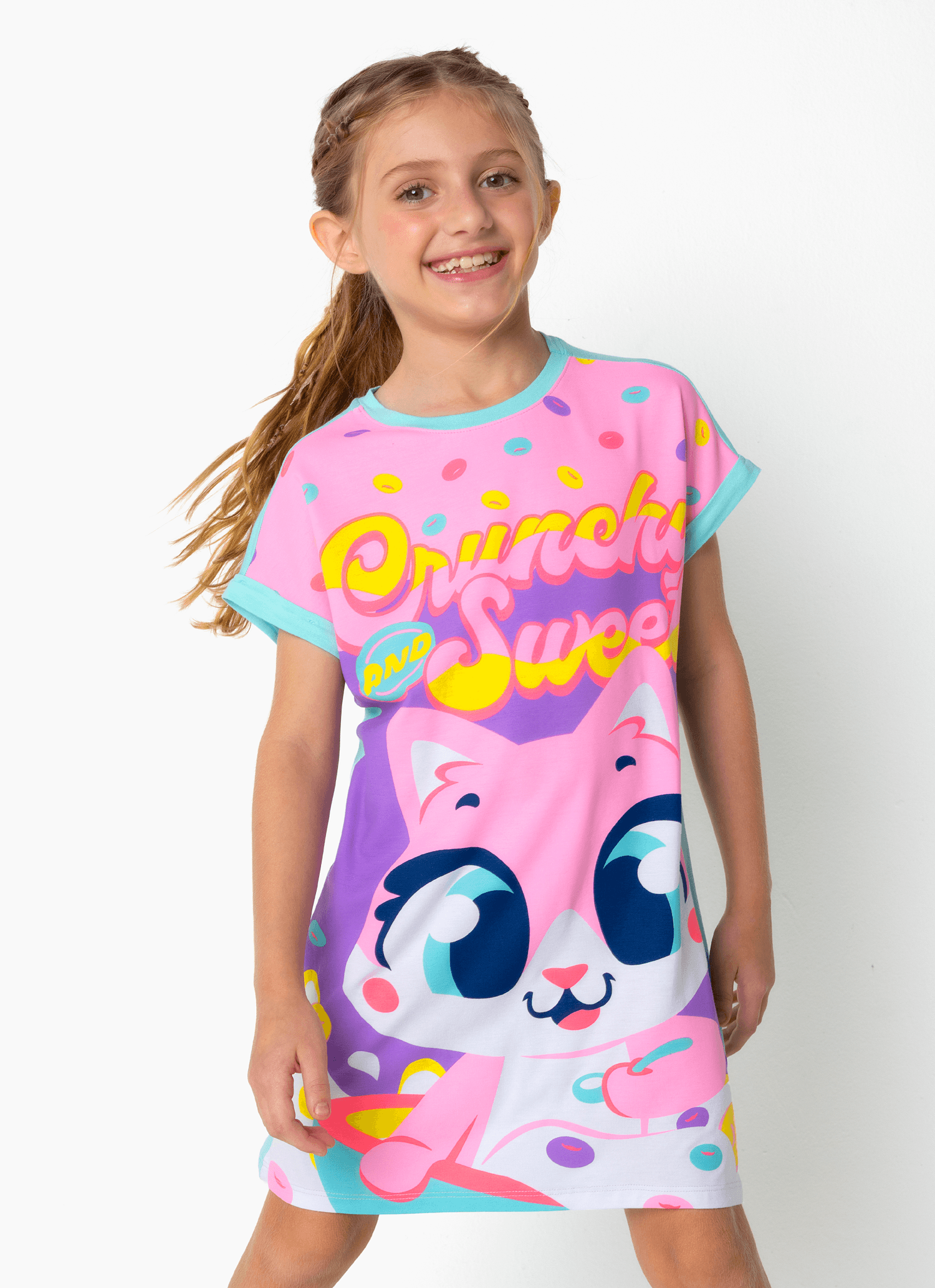 Camisola-Manga-Curta-Viscolycra-Menina-Gata-Cereal