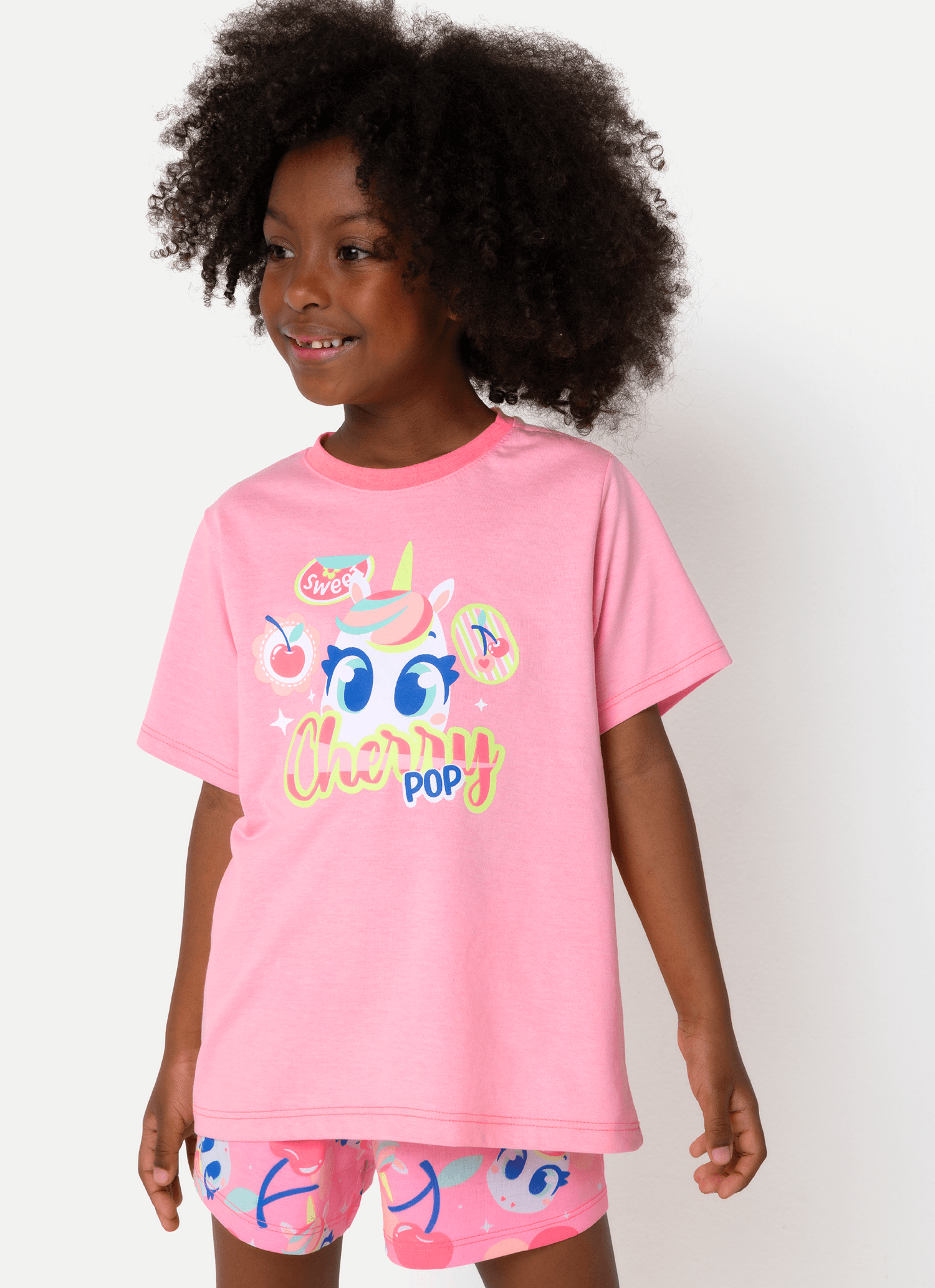 Pijama-Manga-Curta-Algodao-Menina-Unicornio-Frutas