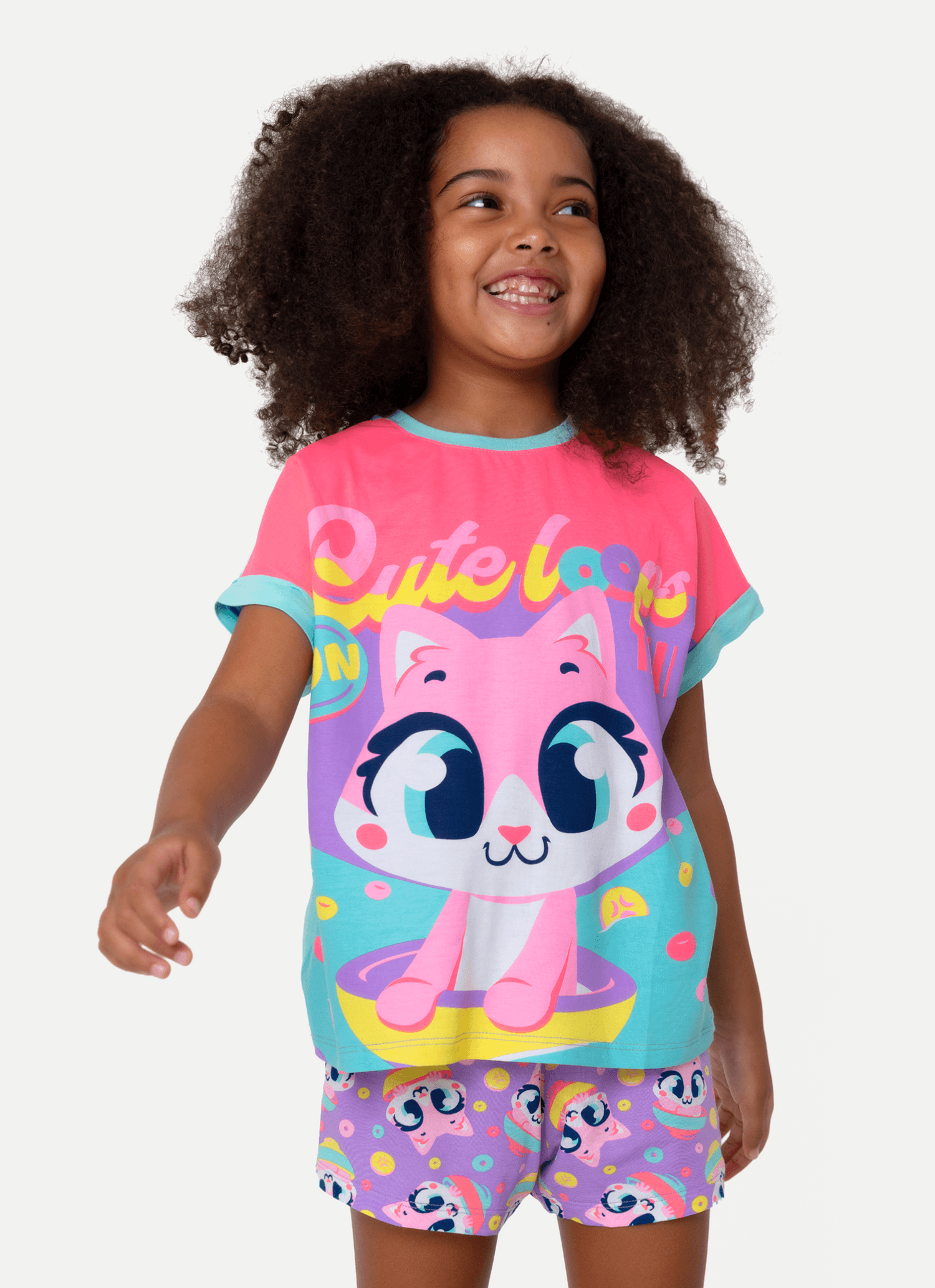 Pijama-Manga-Curta-Viscolycra-Menina-Gata-Cereal