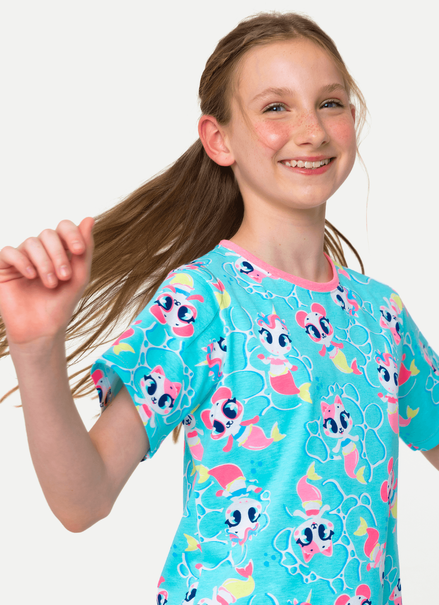 Pijama-Manga-Curta-Algodao-Menina-Teen-Multibichos-Sereia