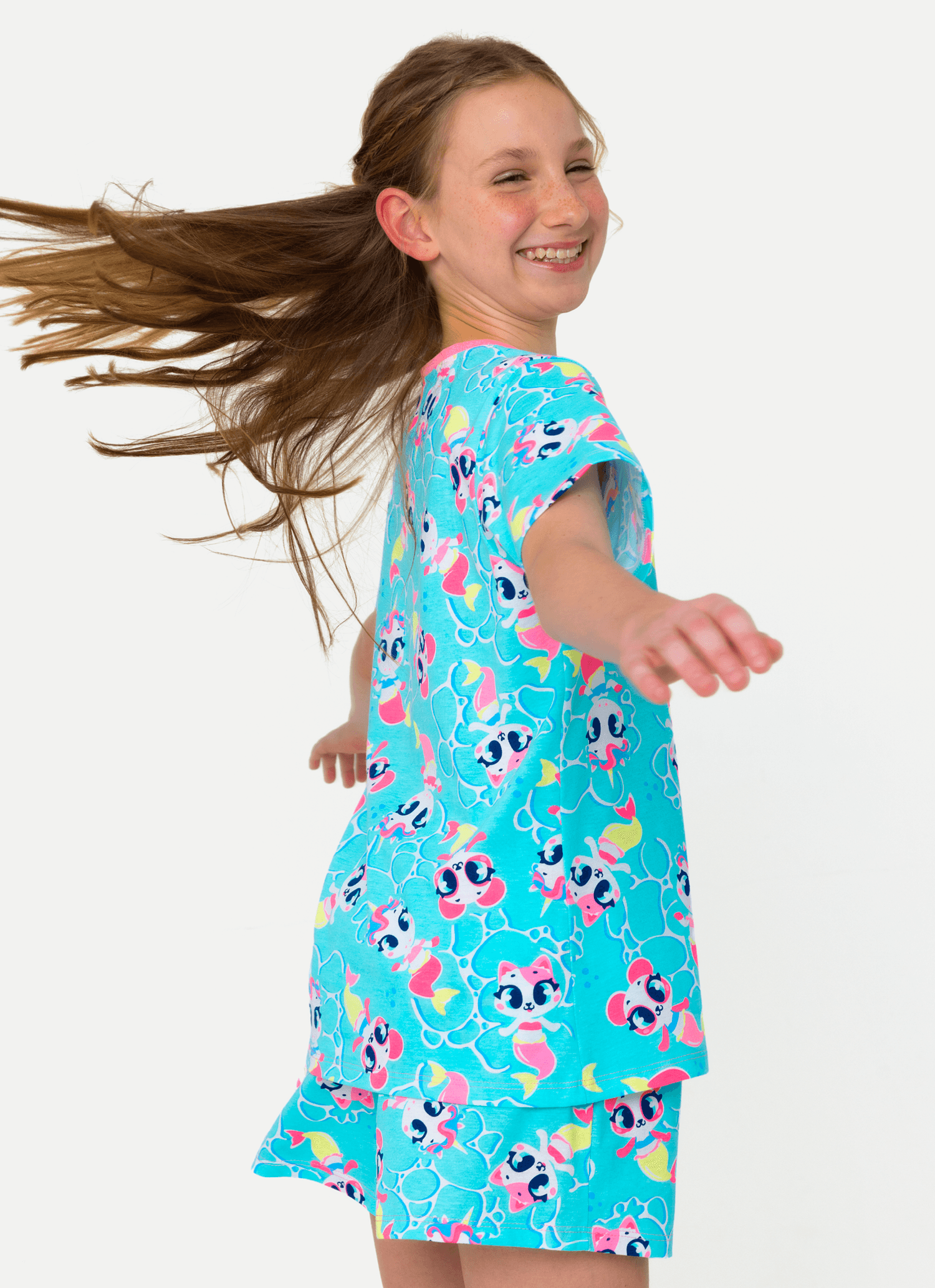 Pijama-Manga-Curta-Algodao-Menina-Teen-Multibichos-Sereia