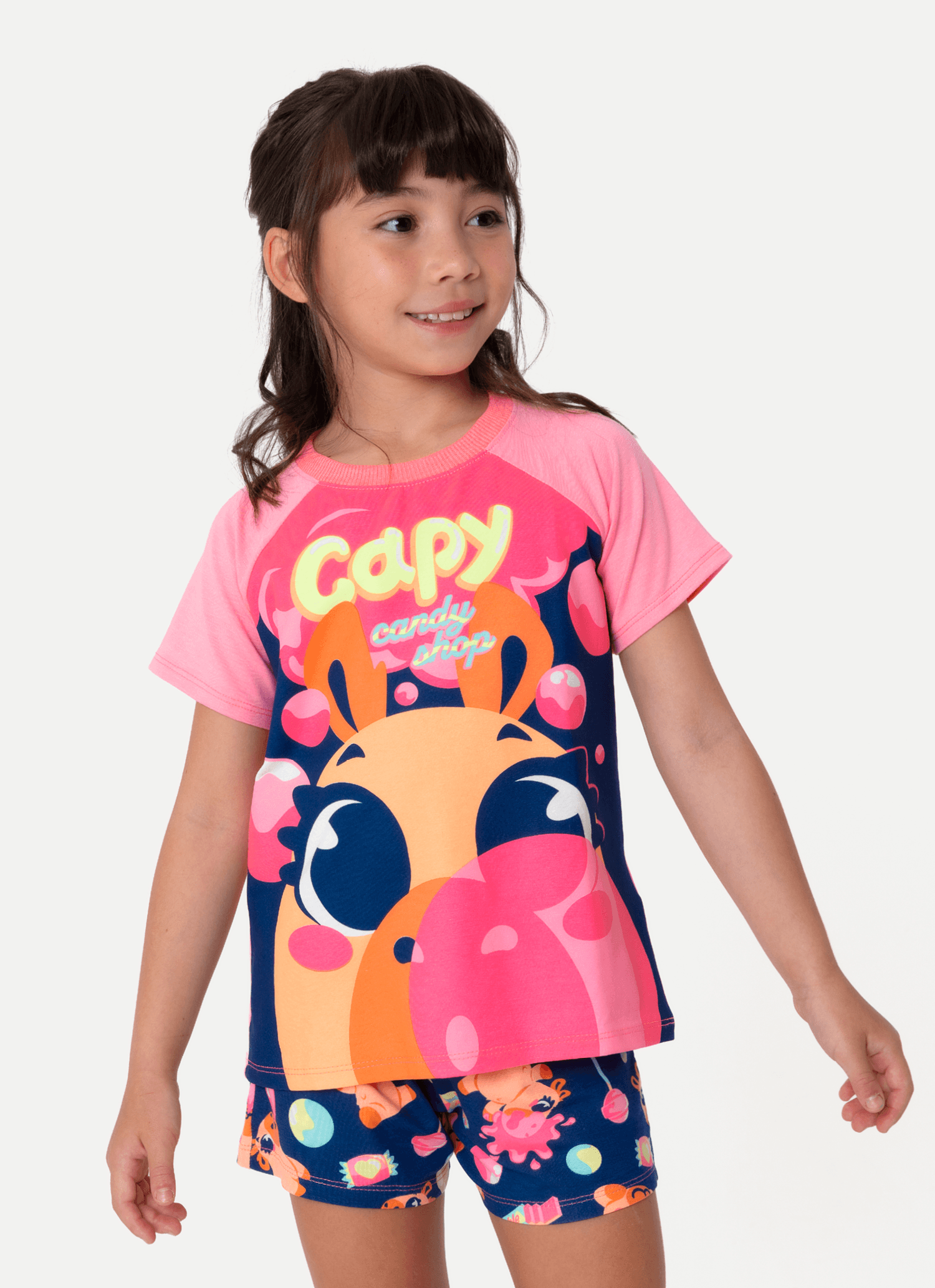 Pijama-Manga-Curta-Viscolycra-Menina-Capy-Chiclete