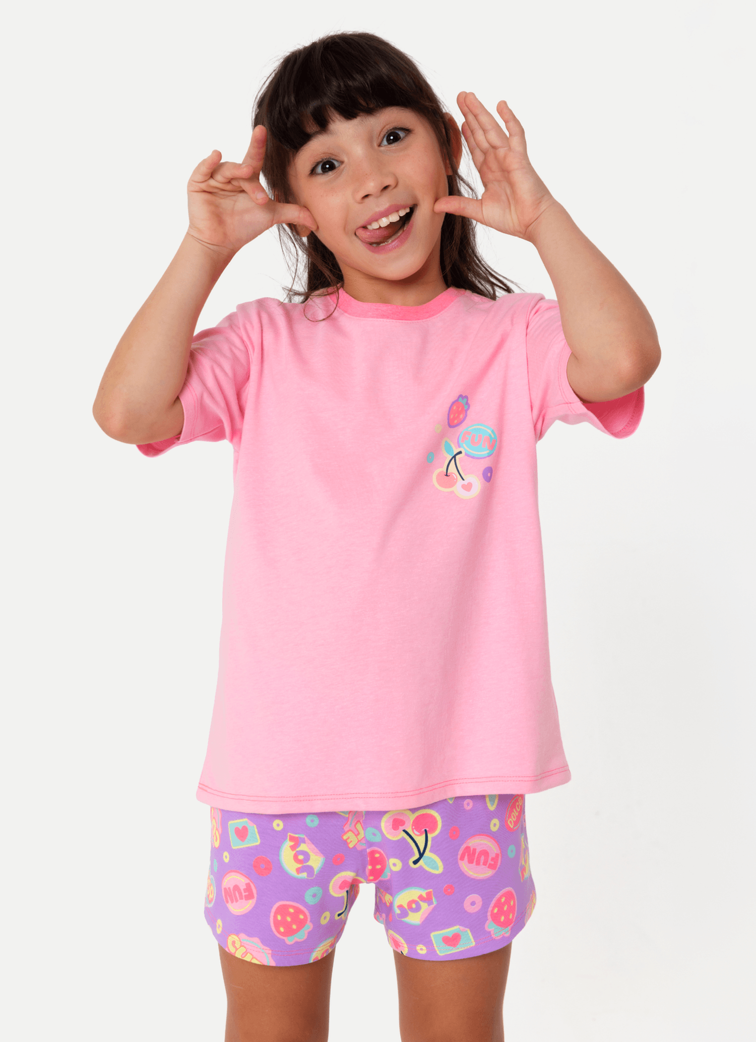 Pijama-Manga-Curta-Algodao-Menina-Cereja