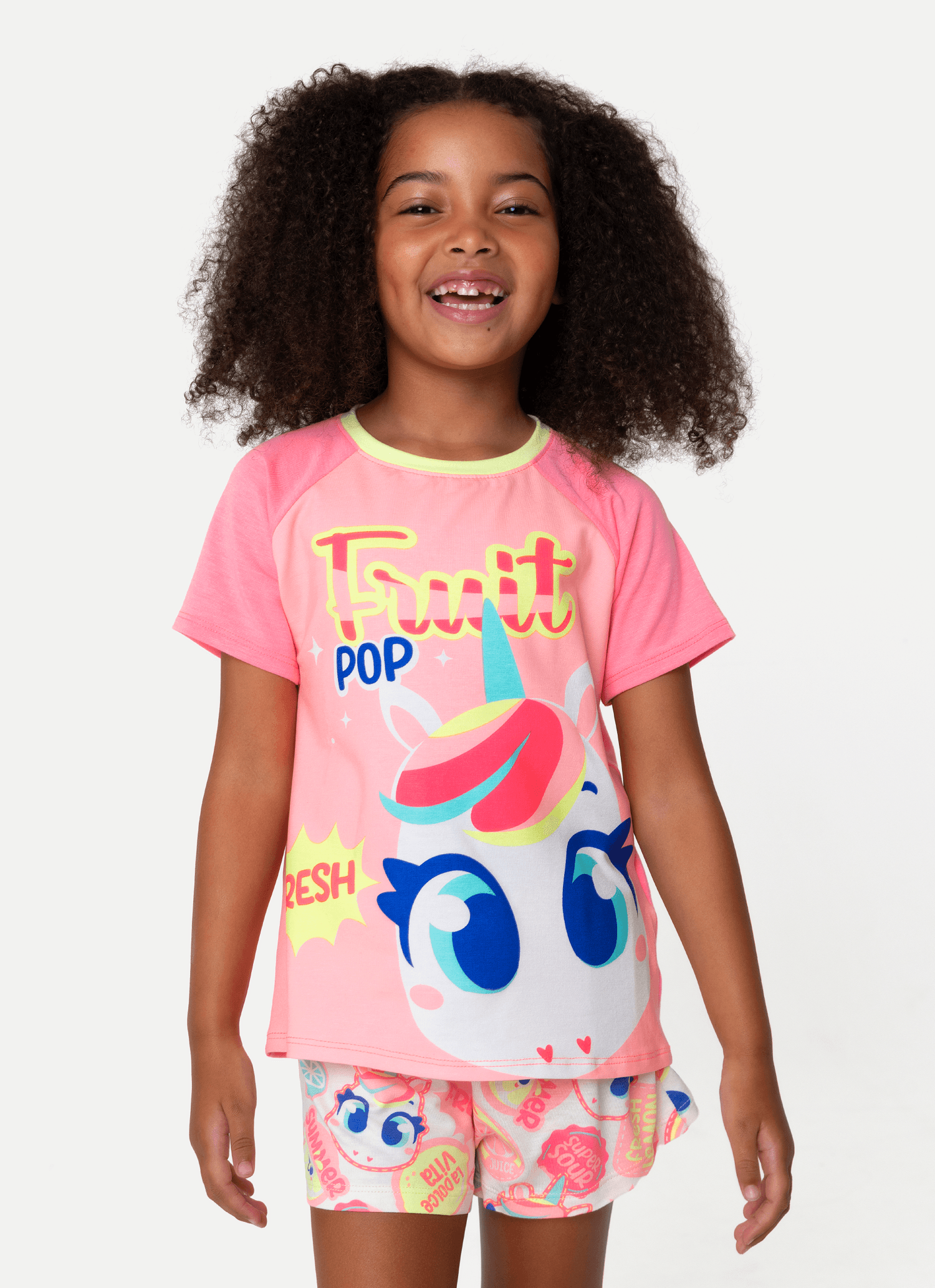 Pijama-Manga-Curta-Viscolycra-Menina-Unicornio-Frutas