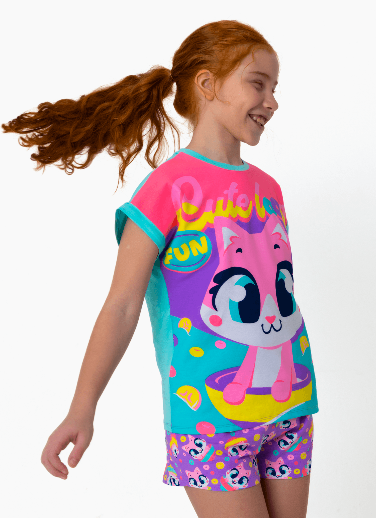 Pijama-Manga-Curta-Viscolycra-Menina-Teen-Gata-Cereal