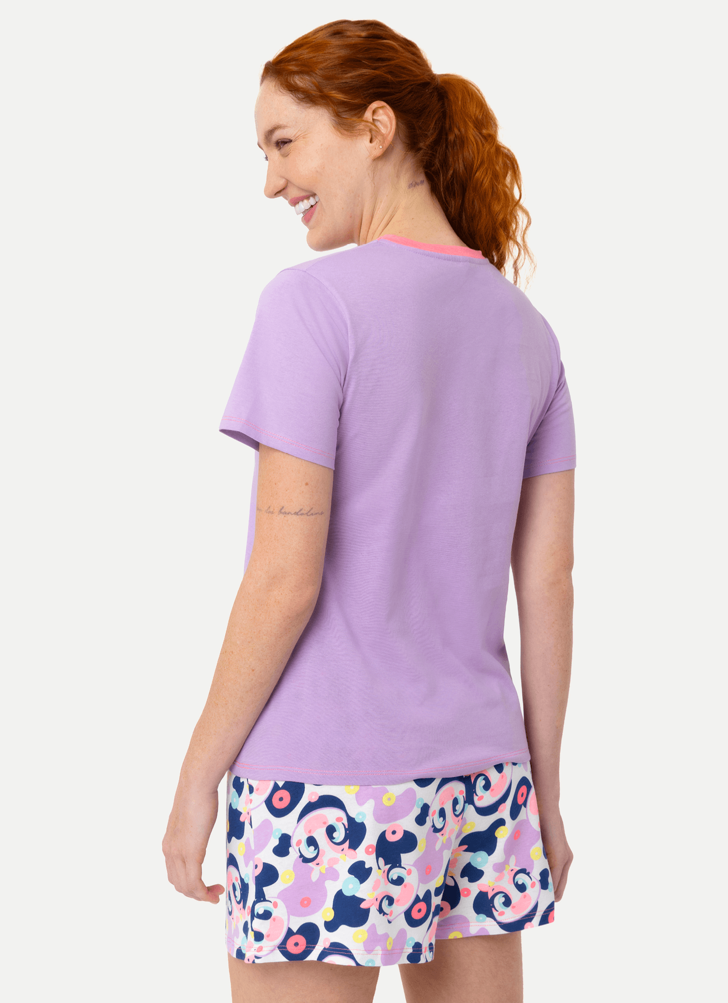Pijama-Manga-Curta-Algodao-Feminino-Vaca-Cereal