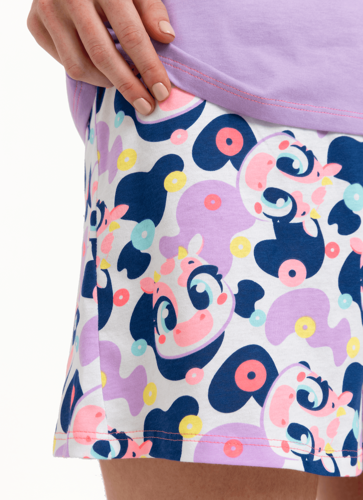 Pijama-Manga-Curta-Algodao-Feminino-Vaca-Cereal