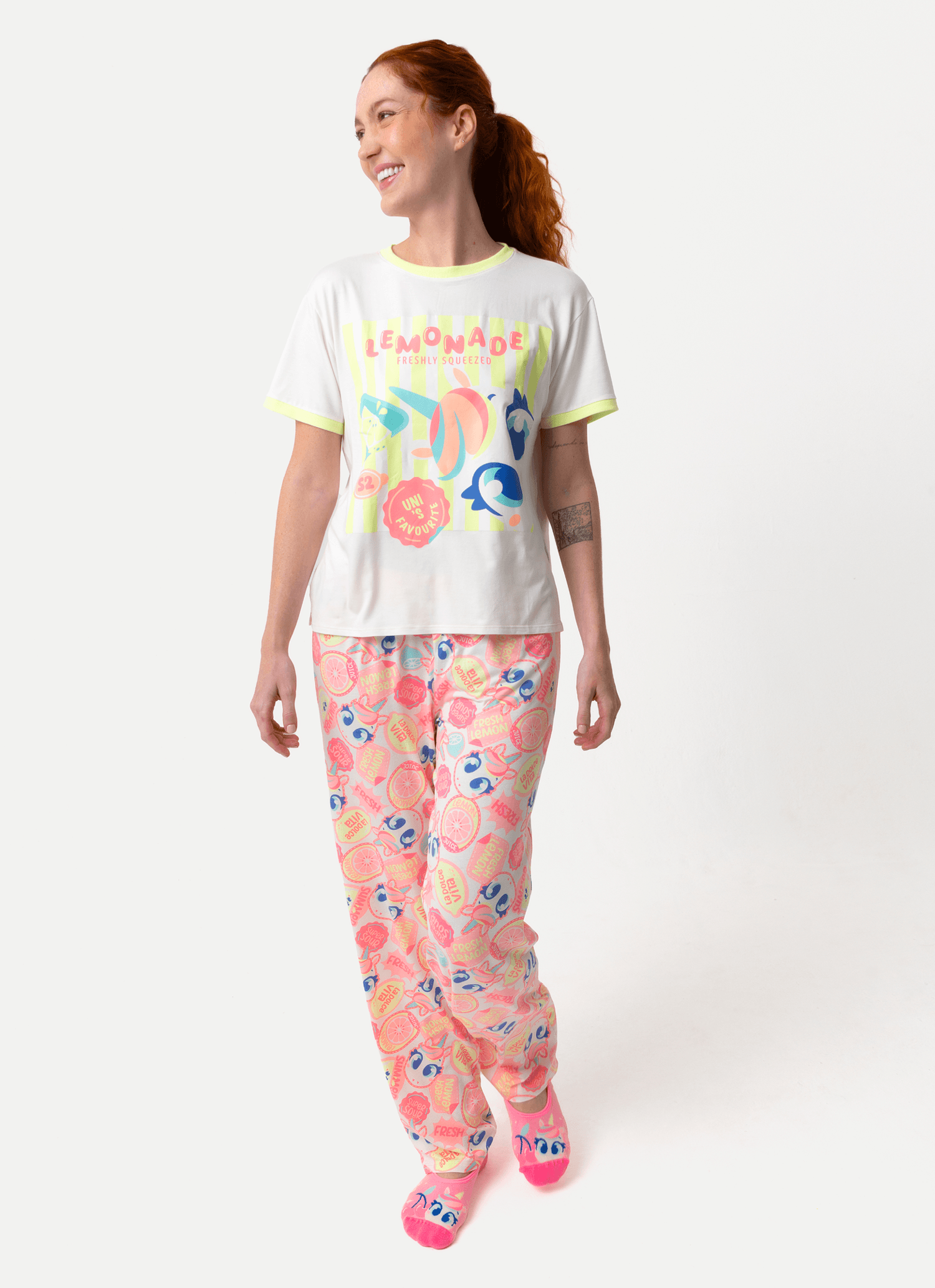 Pijama-Manga-Curta-Viscolycra-Feminino-Unicornio-Frutas