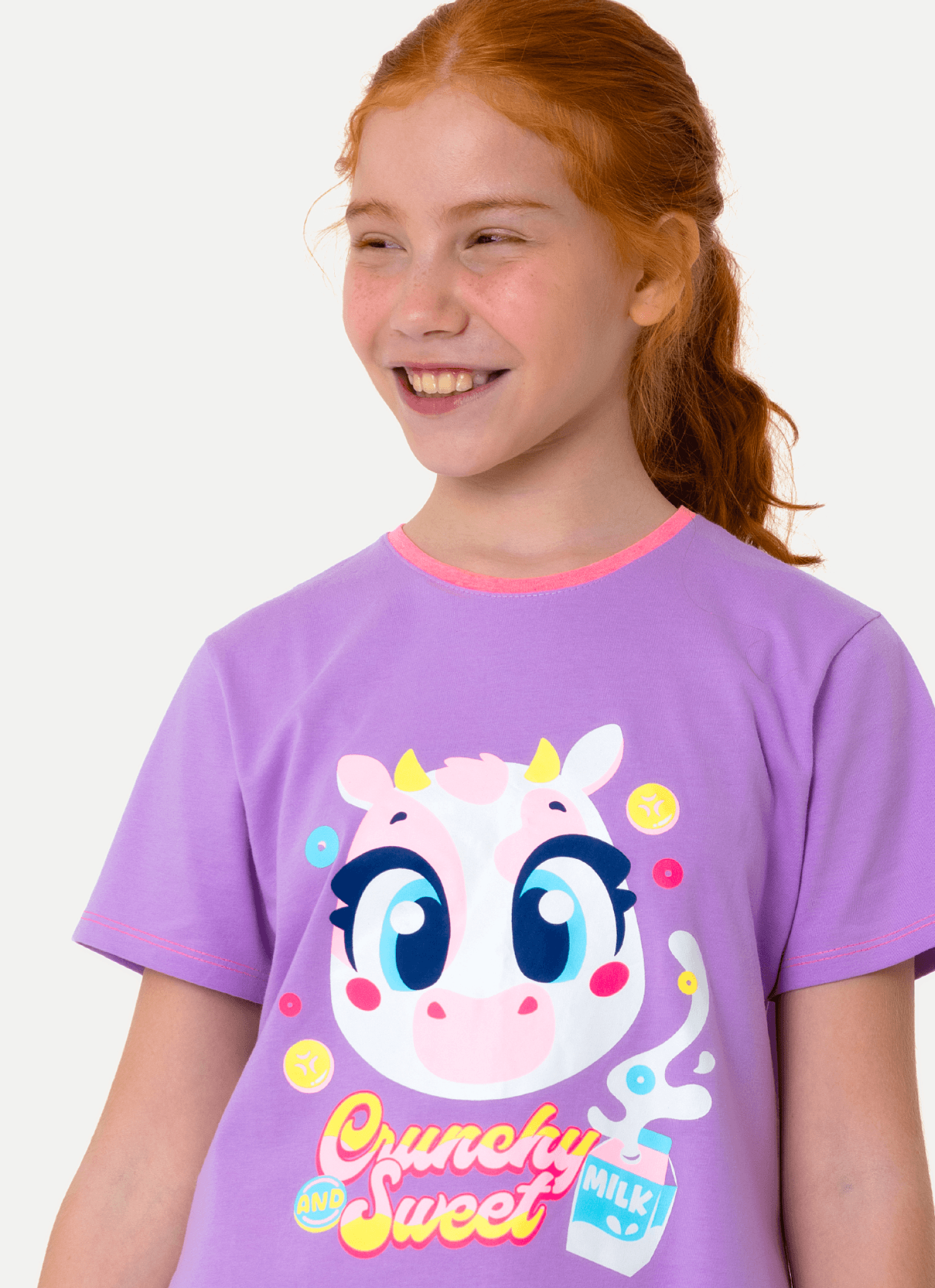 Camisola-Manga-Curta-Algodao-Menina-Teen-Vaca-Cereal