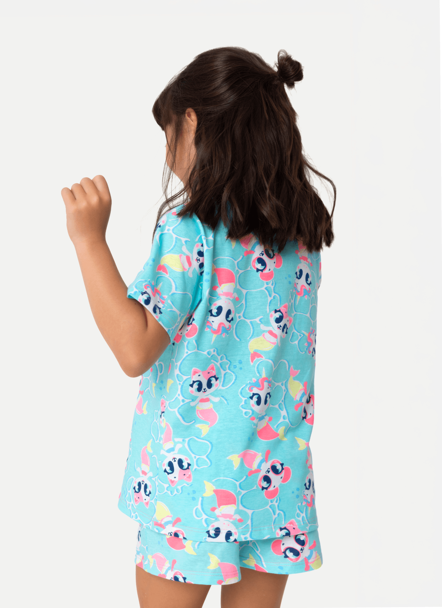 Pijama-Manga-Curta-Algodao-Menina-Multibichos-Sereia