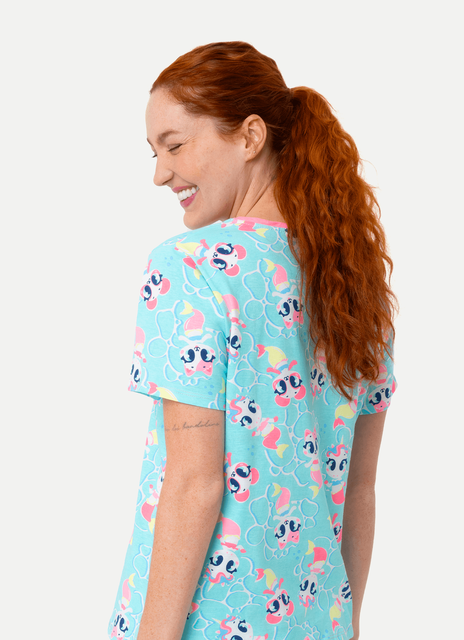 Pijama-Manga-Curta-Algodao-Feminino-Multibichos-Sereia