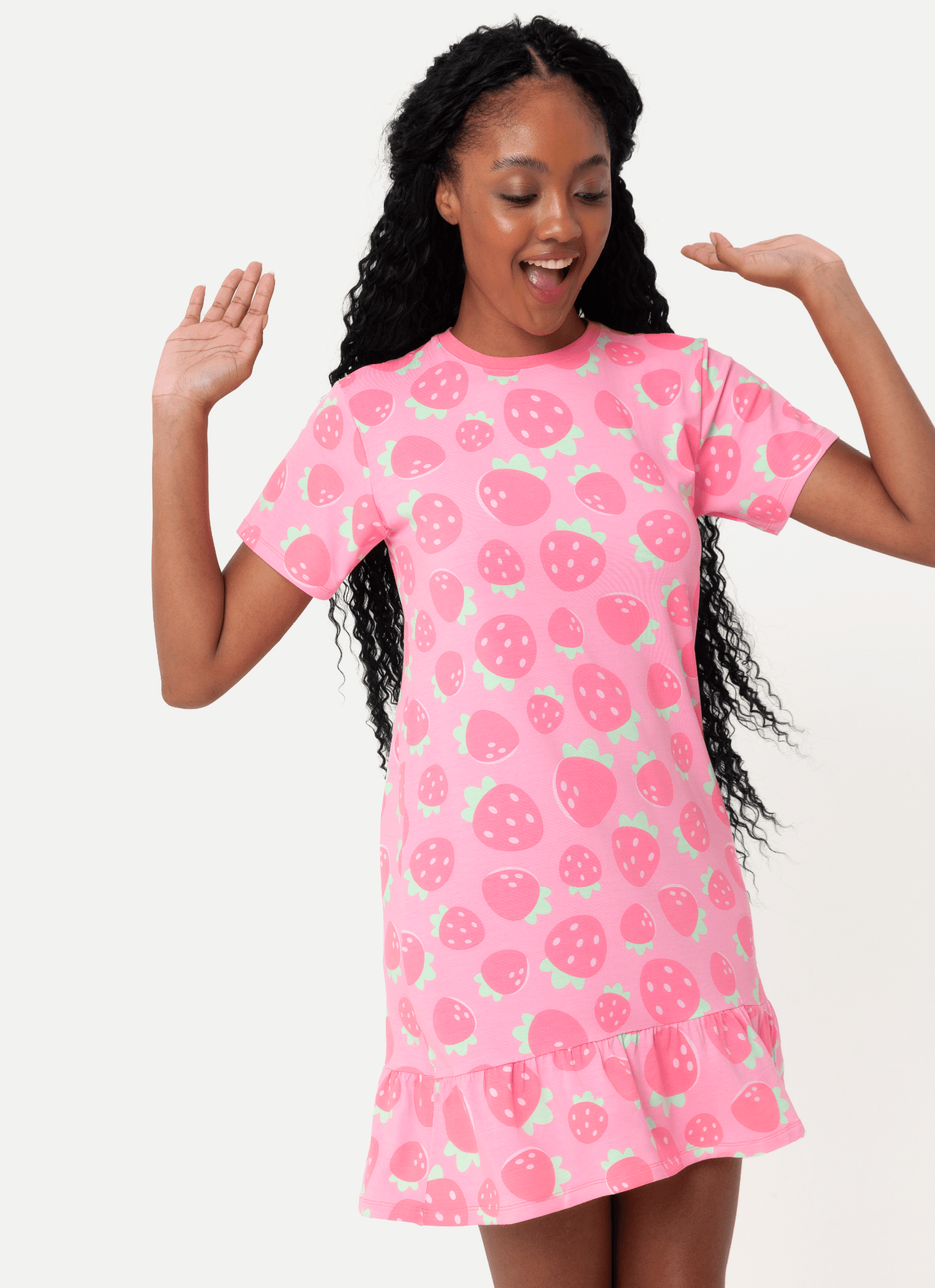 Camisola-Manga-Curta-Viscolycra-Feminina-Morangos