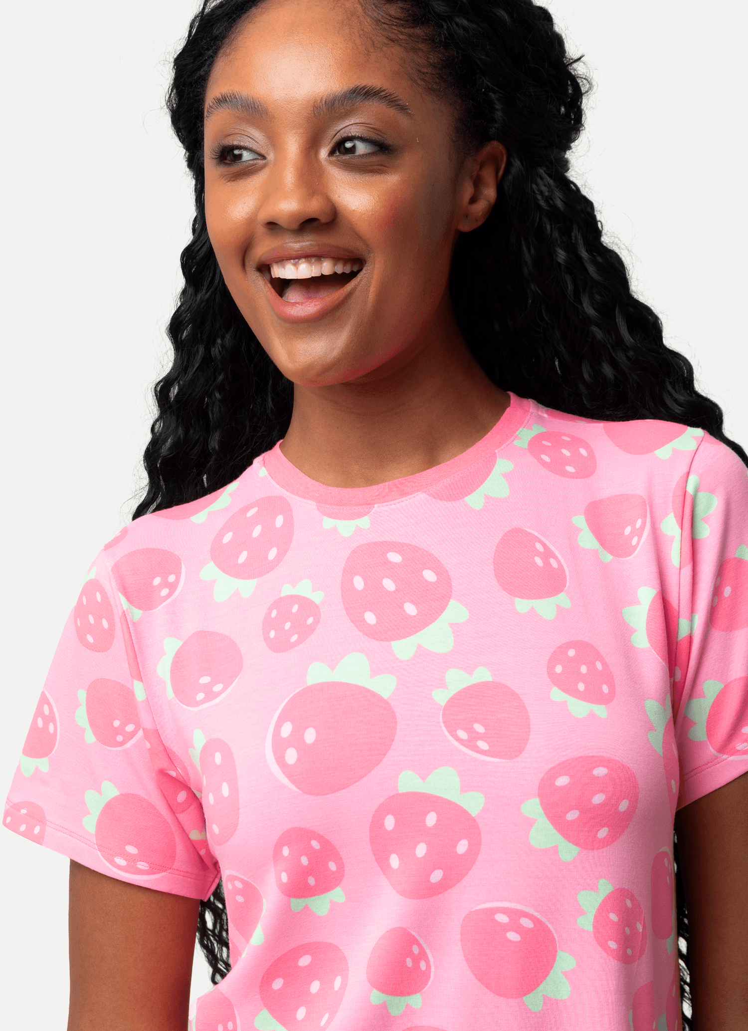 Camisola-Manga-Curta-Viscolycra-Feminina-Morangos