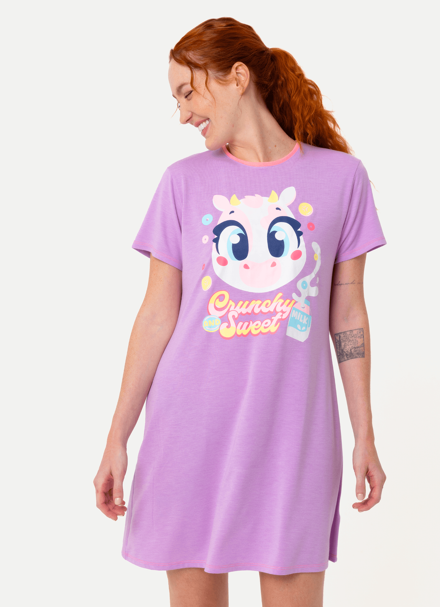 Camisola-Manga-Curta-Viscolycra-Feminino-Vaca-Cereal