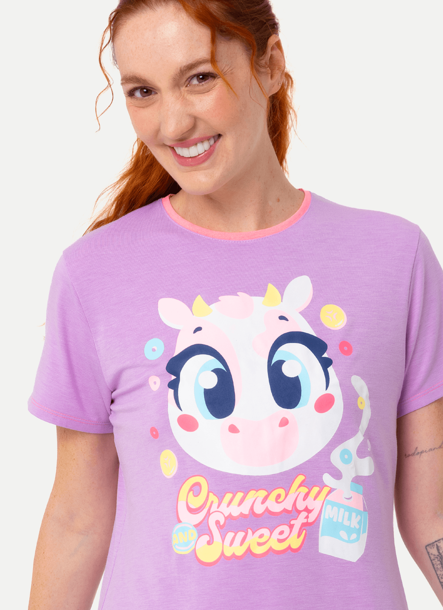 Camisola-Manga-Curta-Viscolycra-Feminino-Vaca-Cereal
