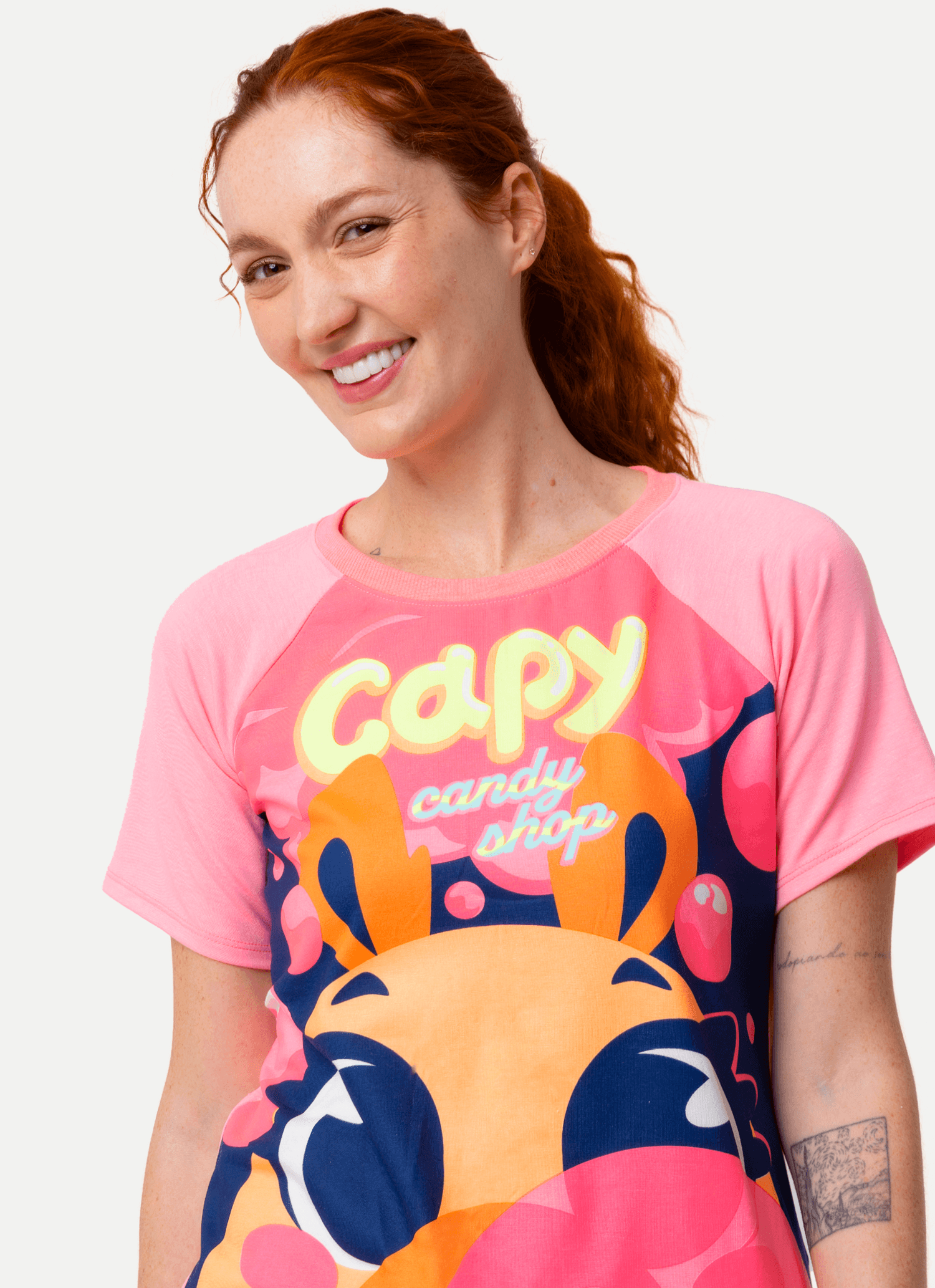 Pijama-Manga-Curta-Viscolycra-Feminino-Capy-Chiclete