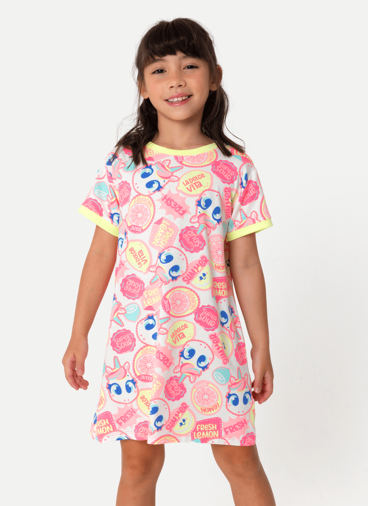 Camisola-Manga-Curta-Viscolycra-Menina-Unicornio-Frutas