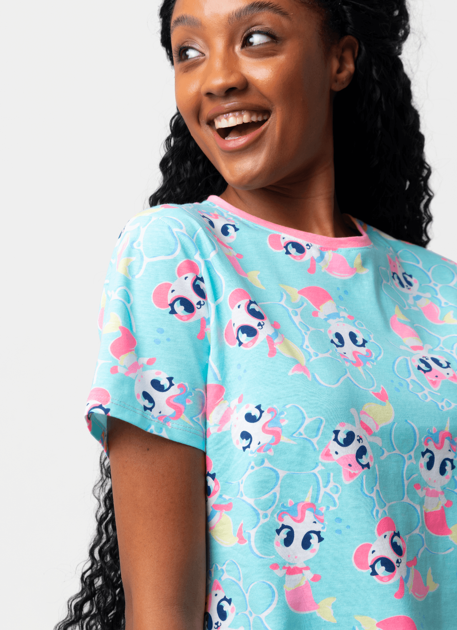 Camisola-Manga-Curta-Algodao-Feminina-Multibichos-Sereia