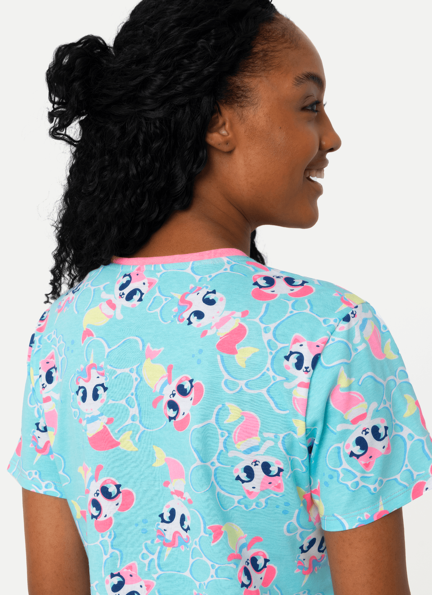Camisola-Manga-Curta-Algodao-Feminina-Multibichos-Sereia