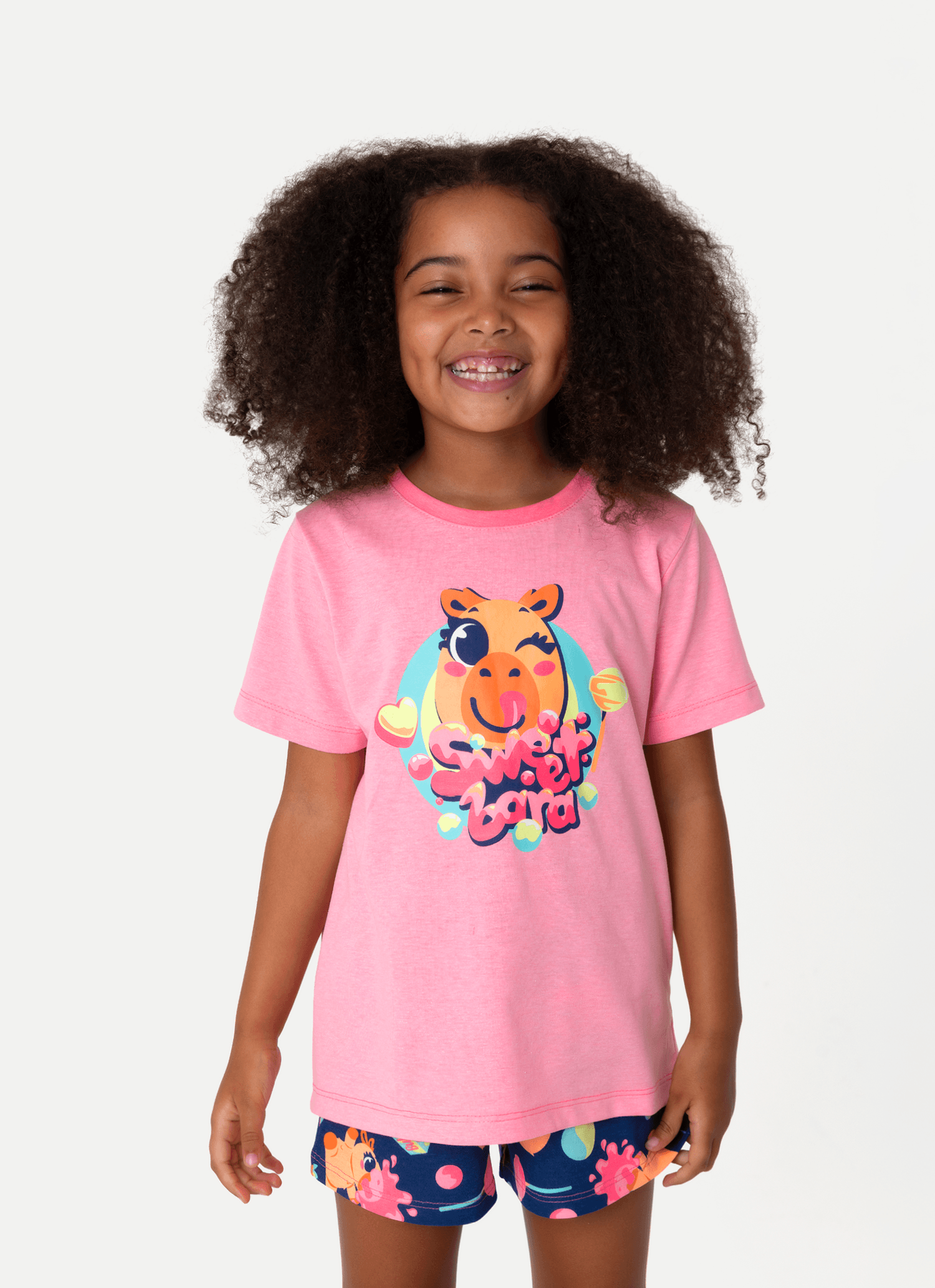 Pijama-Manga-Curta-Algodao-Menina-Capy-Chiclete