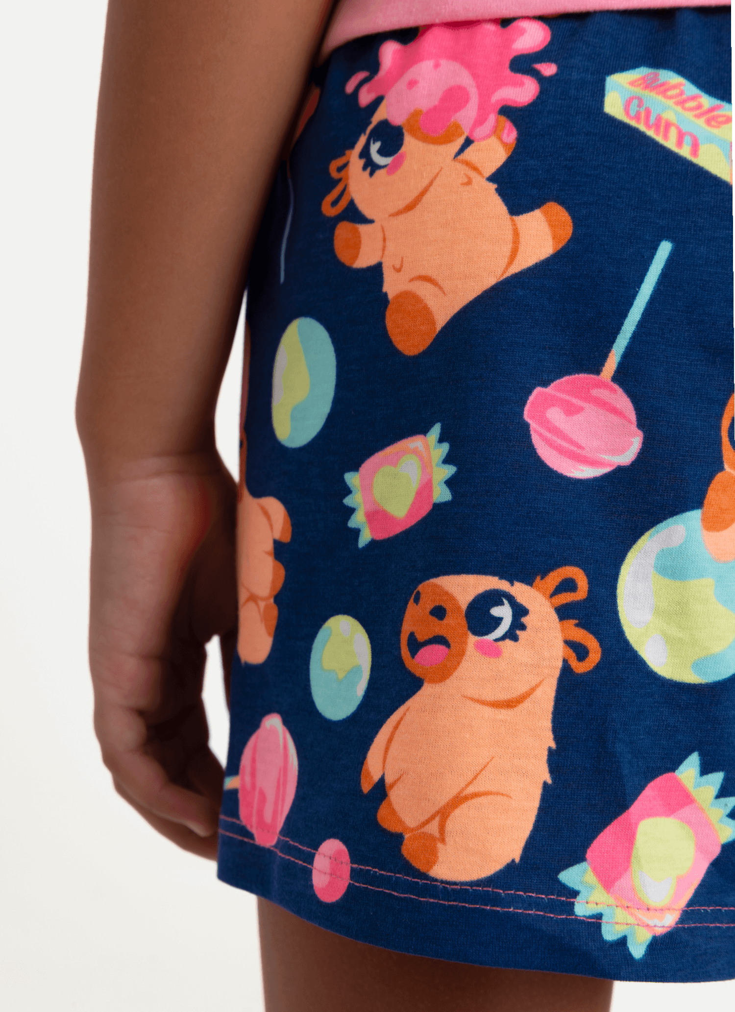 Pijama-Manga-Curta-Algodao-Menina-Capy-Chiclete