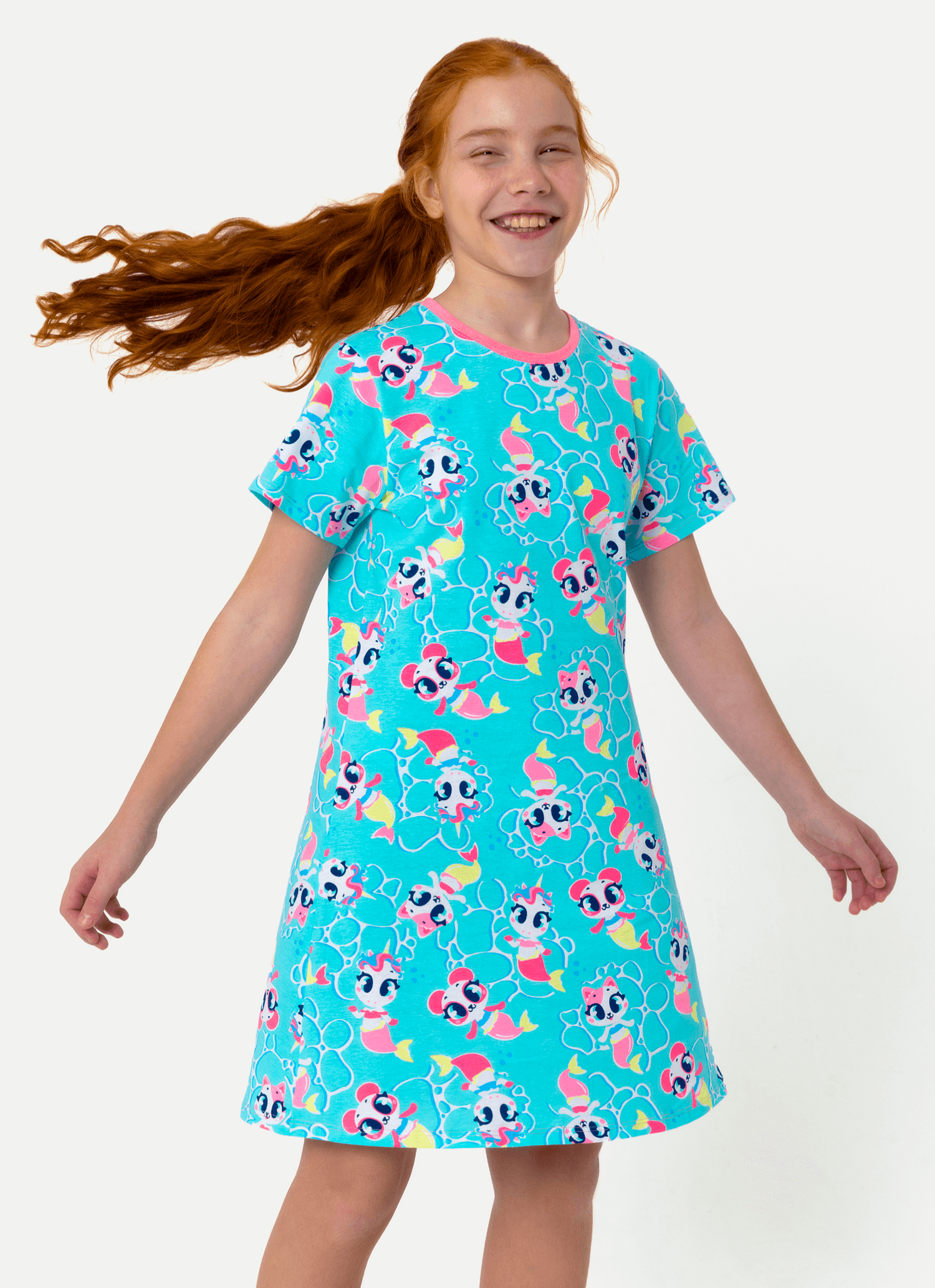 Camisola-Manga-Curta-Algodao-Menina-Teen-Multibichos-Sereia