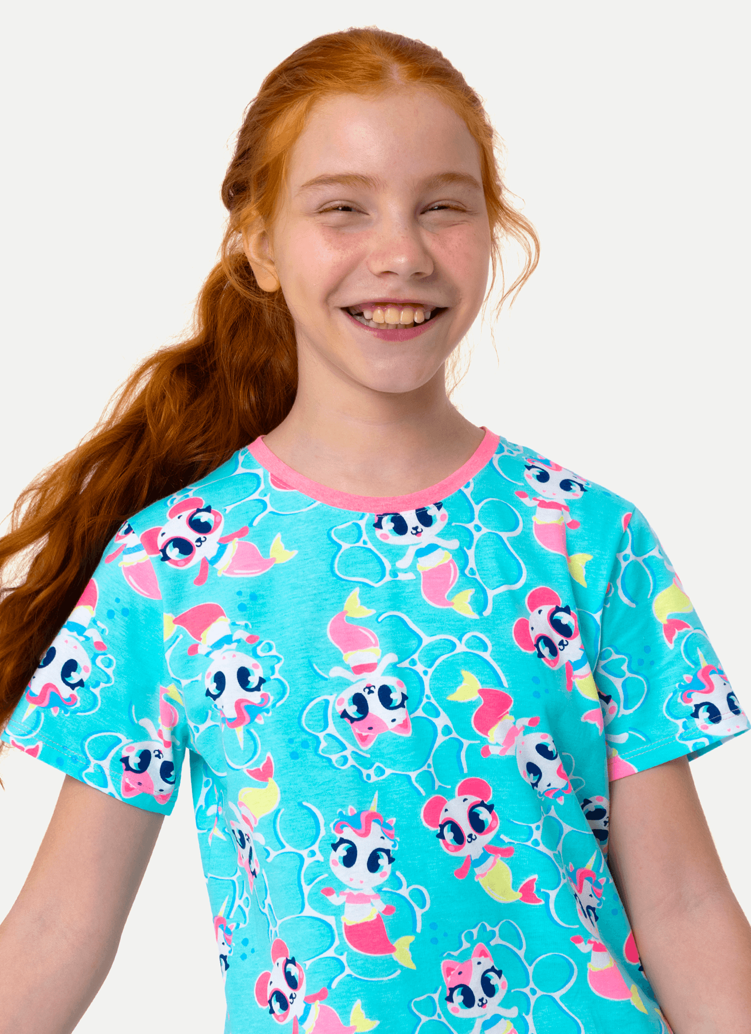 Camisola-Manga-Curta-Algodao-Menina-Teen-Multibichos-Sereia