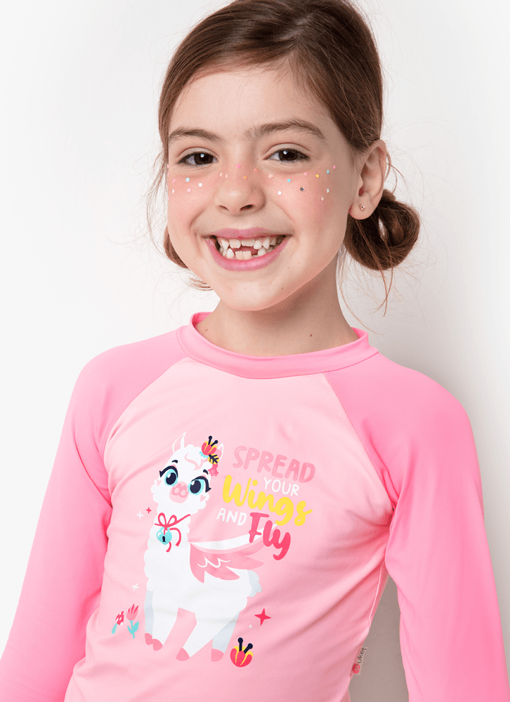 Camiseta-Manga-Longa-Com-Protecao-Solar-Menina-Lhama-Secrets