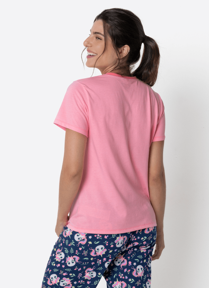 Pijama-Manga-Curta-Feminino-Unicornio-Encantada