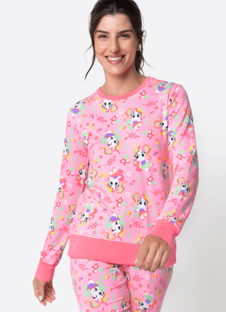 Pijama-Manga-Longa-Feminino-Unicornio-Encantada