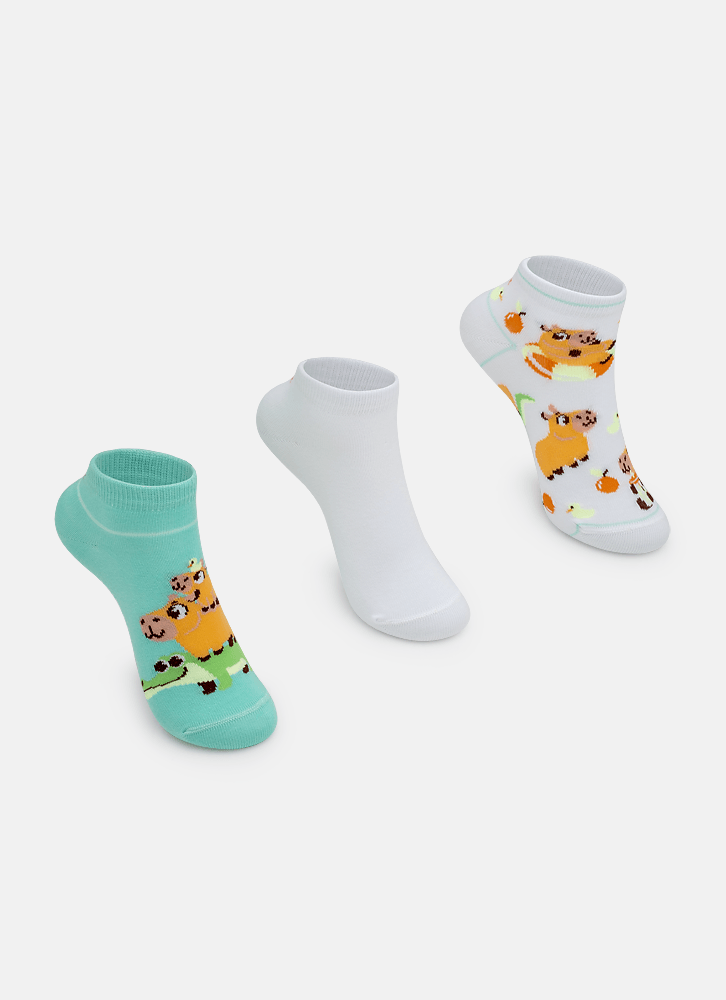 Kit-Com-3-Meias-Cano-Curto-Kids-Unissex-Capivara-Vibes