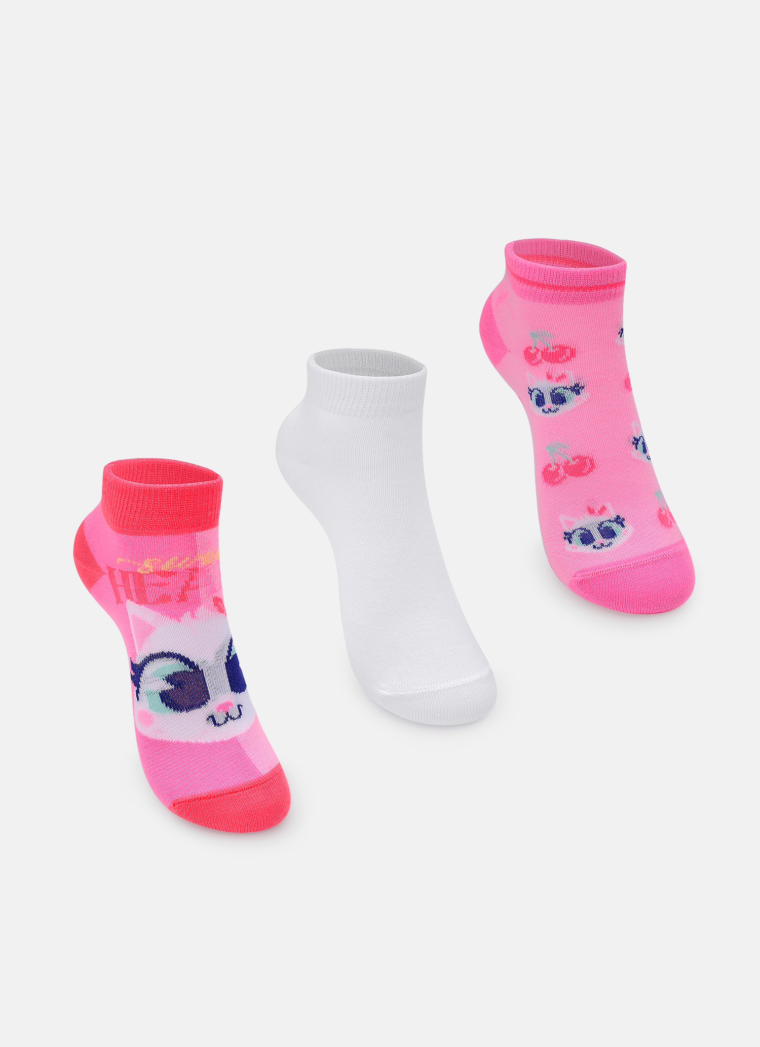 Kit-Com-3-Meias-Cano-Curto-Menina-Gata-Cereja