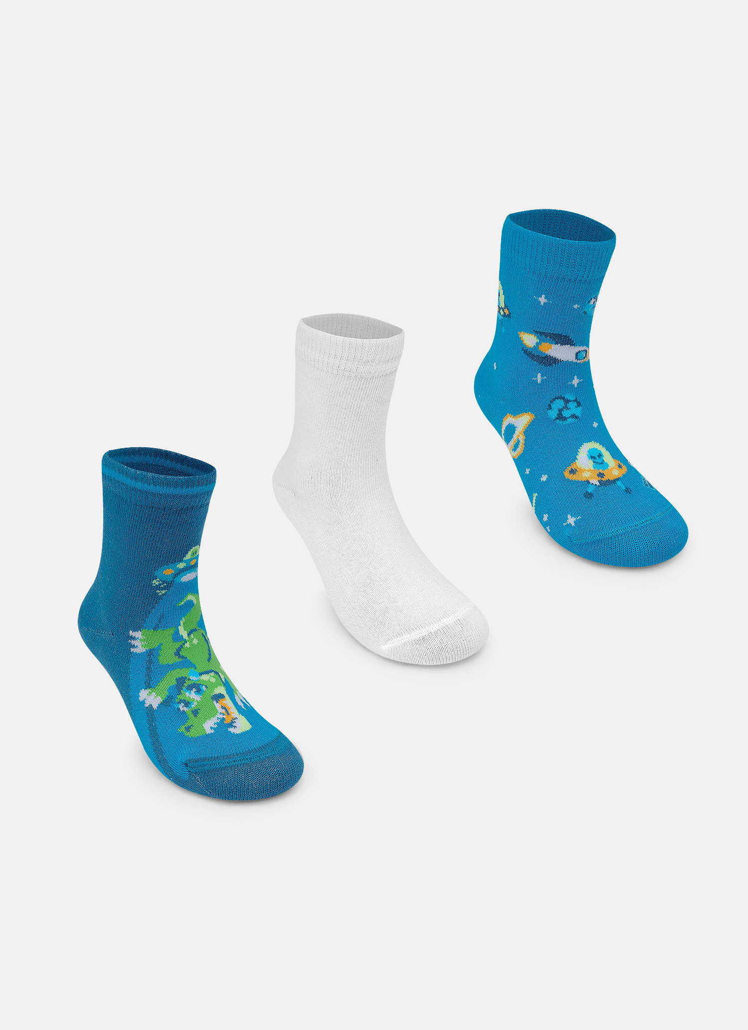 Kit-Com-3-Meias-Cano-Curto-Menino-Dino-Astronauta